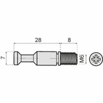 Goujon acier filet M6 pour excentrique de 25 mm (2)