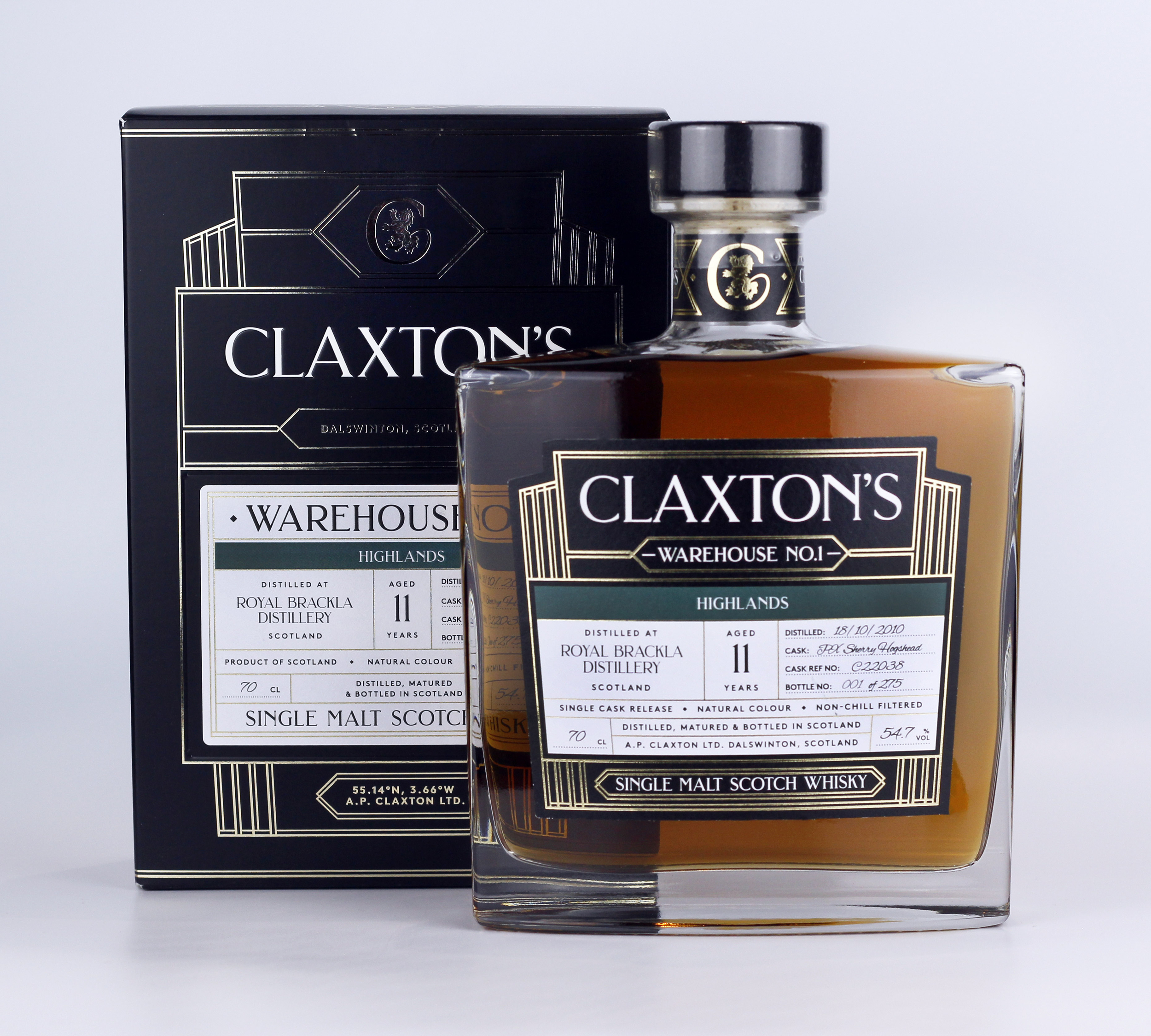 Claxton\'s Warehouse NO.1 - Royal Brackla 11ans - Sherry pedro Ximenez Cask