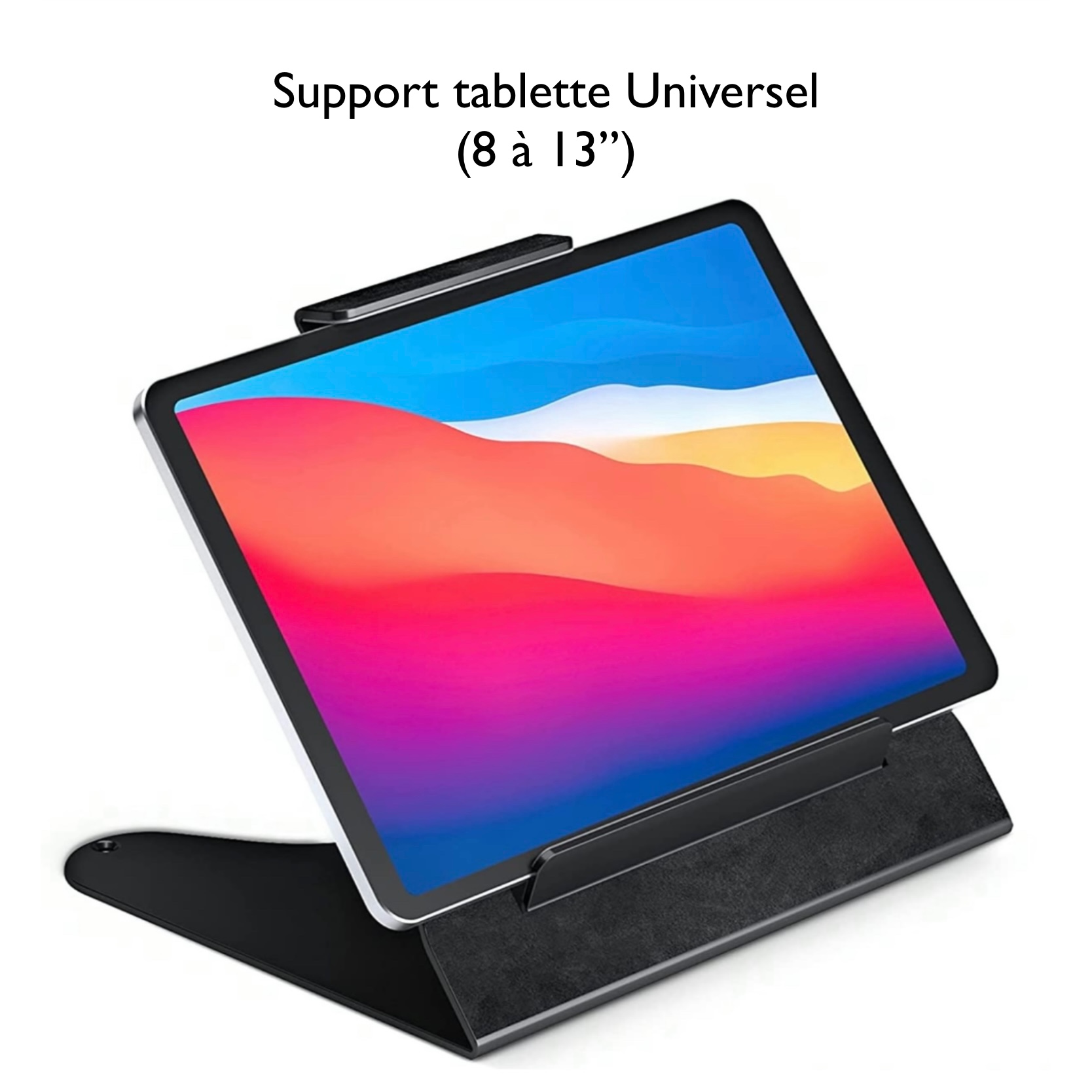 Support Universel Professionnel reglable pour tablettes 8 a 13 pouces Noir