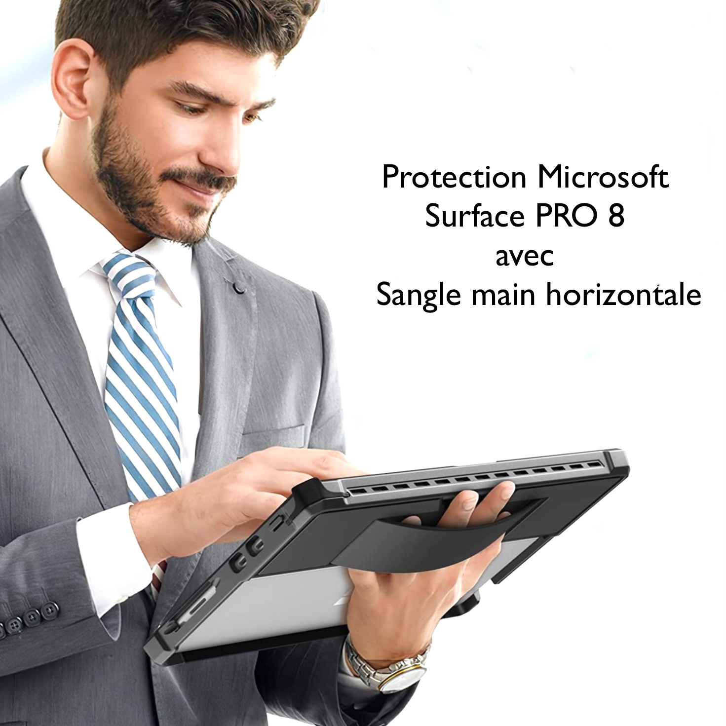 Microsoft Surface PRO 8 Bumper Coque de protection avec Sangle main