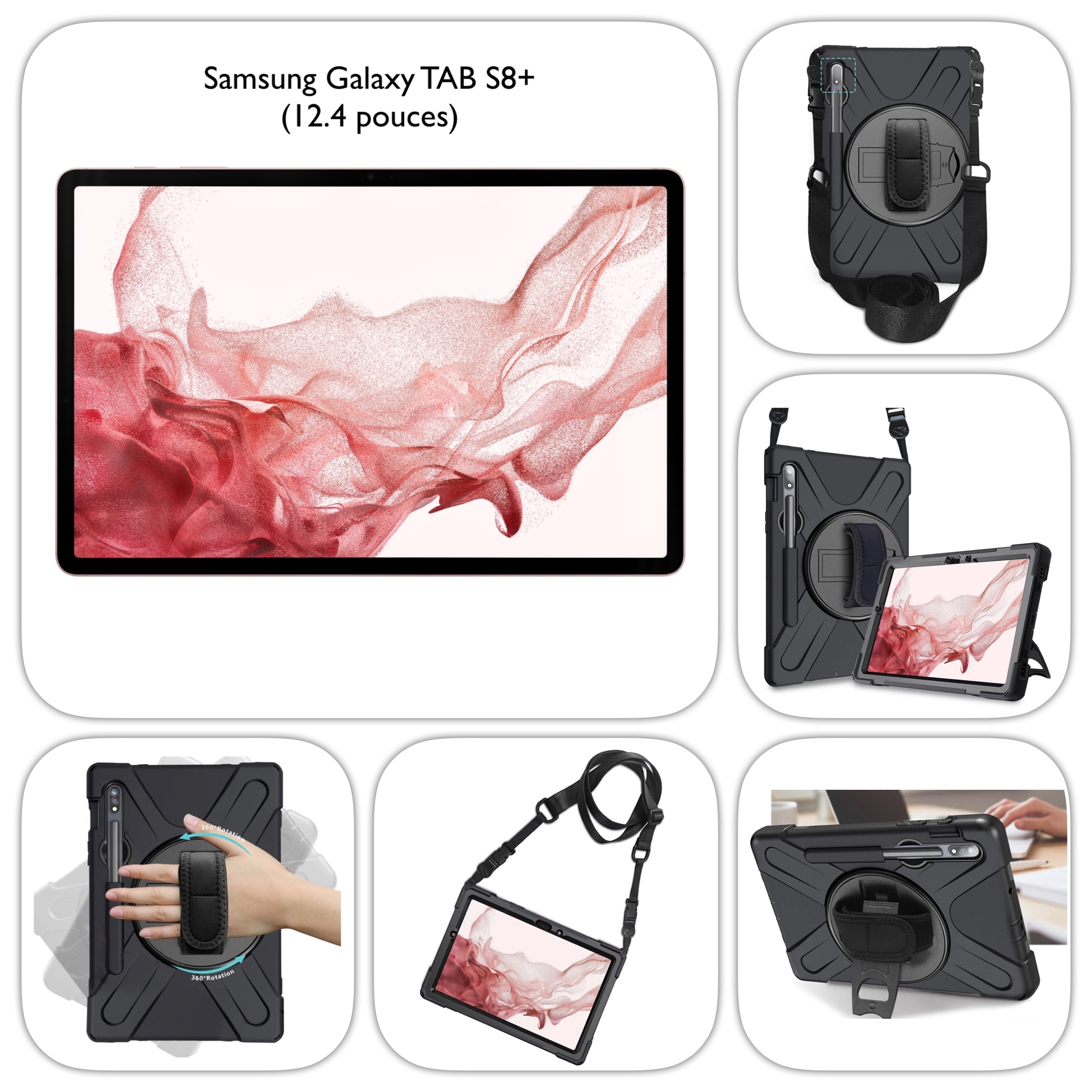 REF 2714 Samsung Galaxy TAB S8 Plus 12.4 pouces Etui Clavier AZERTY Retro  eclaire Caracas - SAMSUNG/Galaxy TAB S8+ (12.4 pouces) - Coques-renforcees