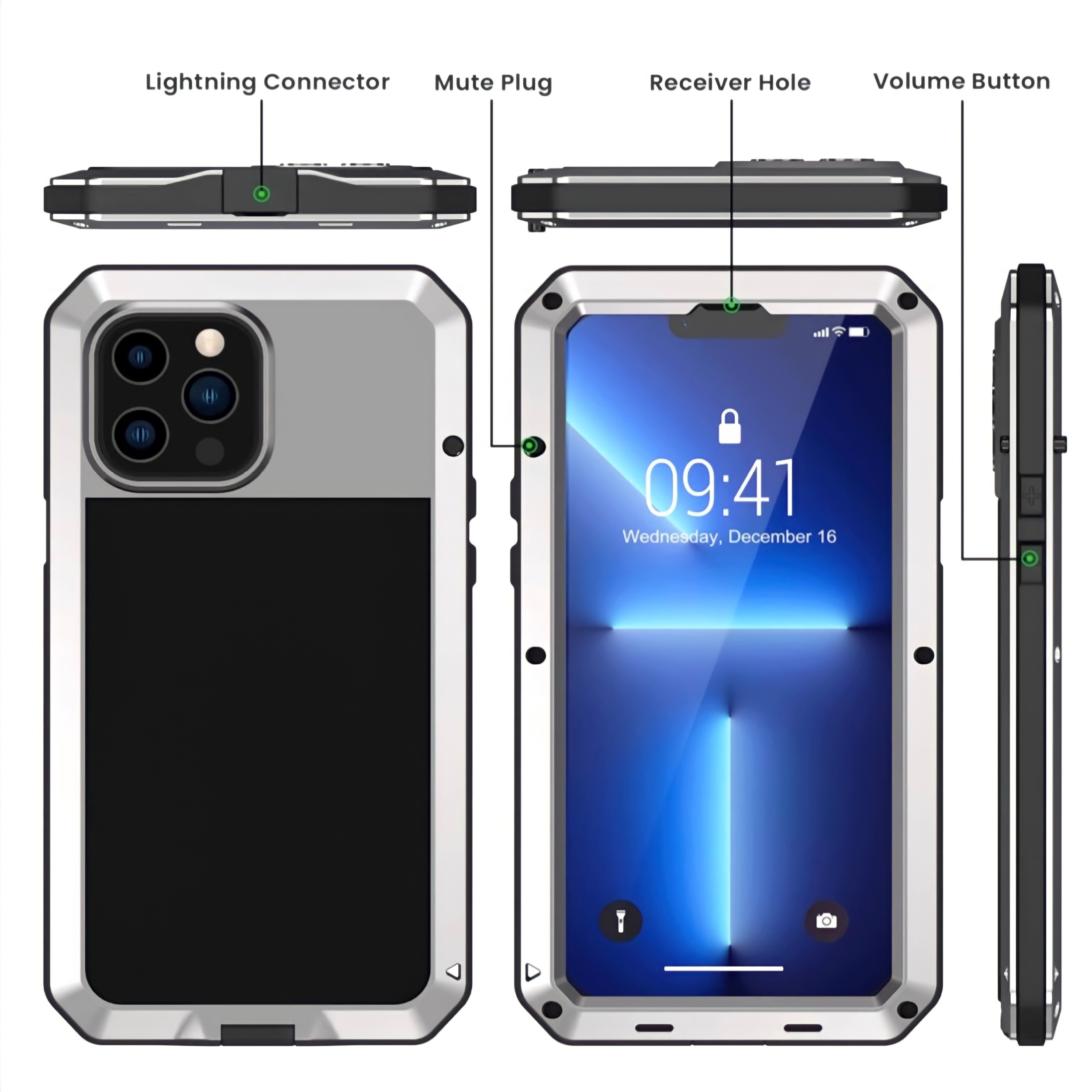 Ref 2891 Coque renforcee iP67 Aluminium iPHONE 13 PRO Max 6.7 Munich Silver