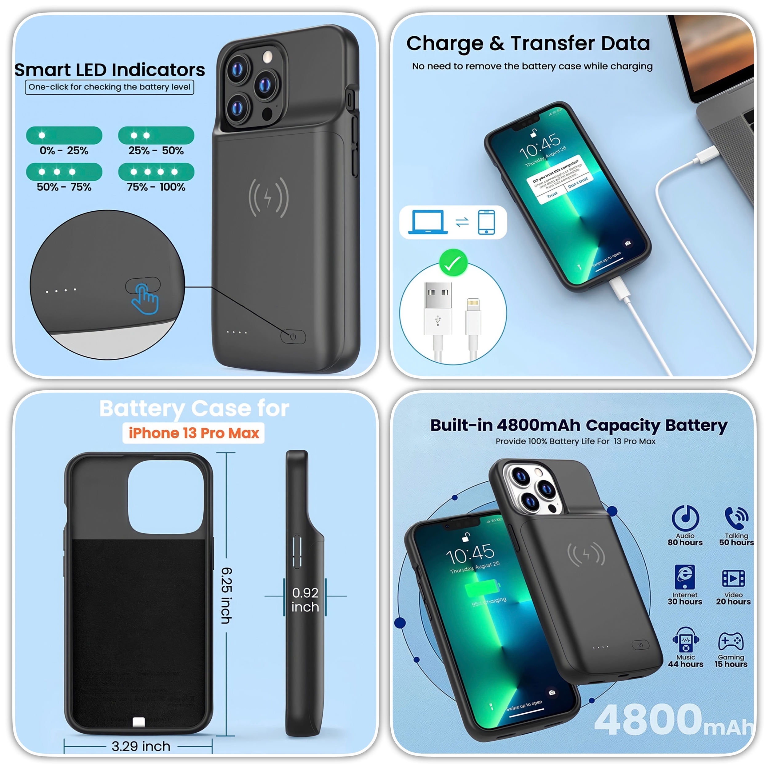 Batterie Externe et Coque Iphone 13 Mini 2-en-1 - Ma Coque