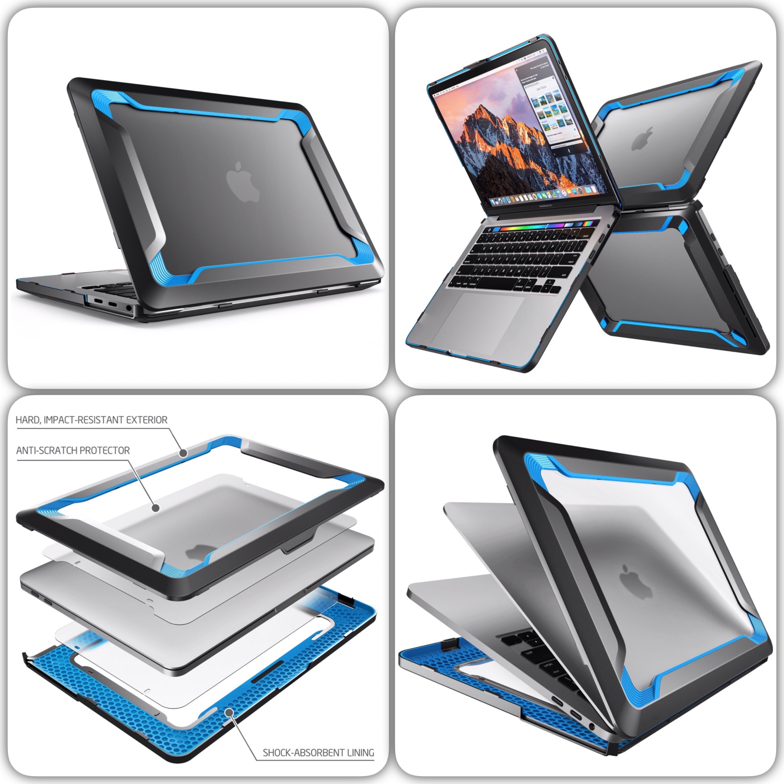 Coque de protection MacBook PRO Retina 13 pouces 2016 avec Touch Bar Blaze Bleu et Noir Apple