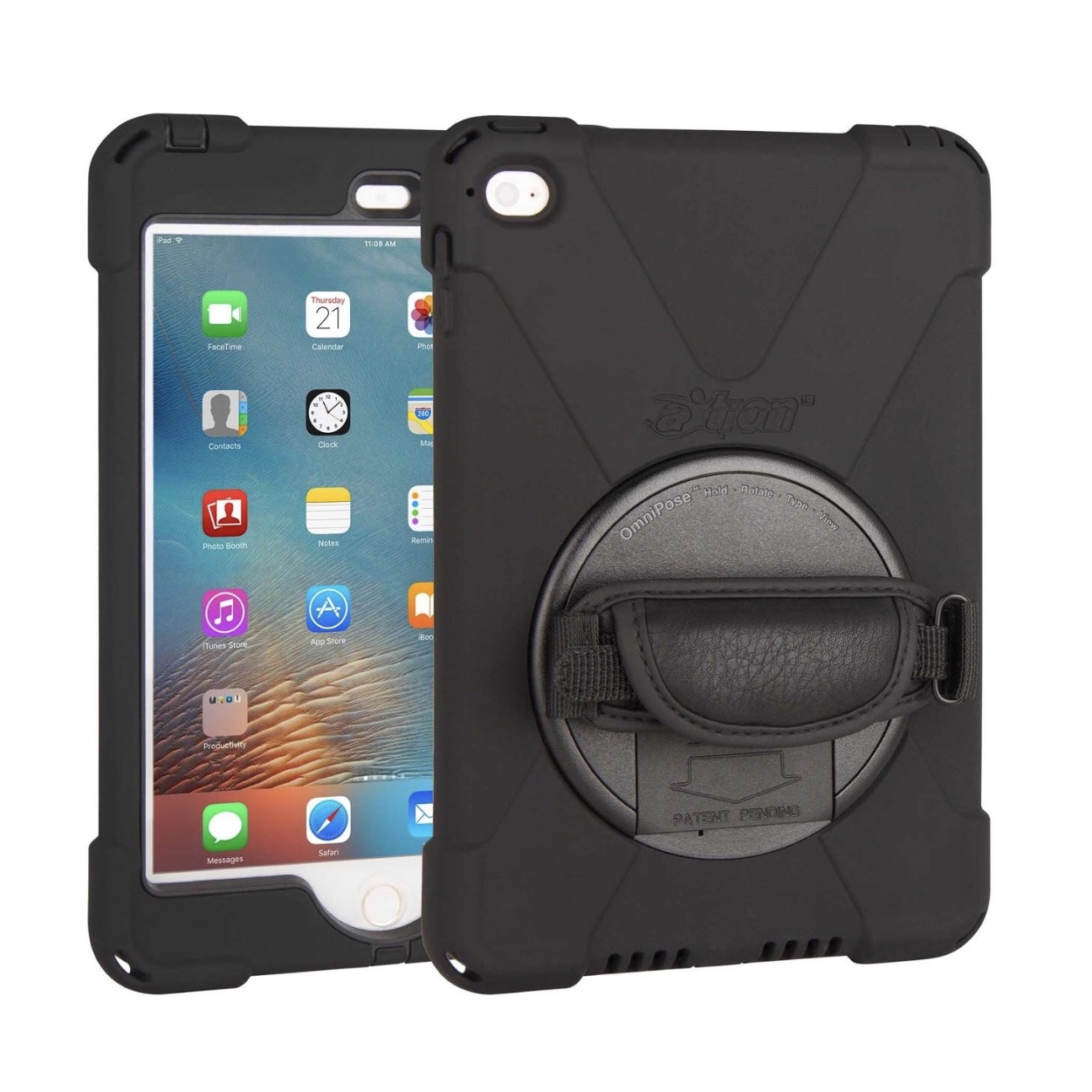iPAD Mini 4 7.9 pouces Coque de protection Sangle main et film ecran