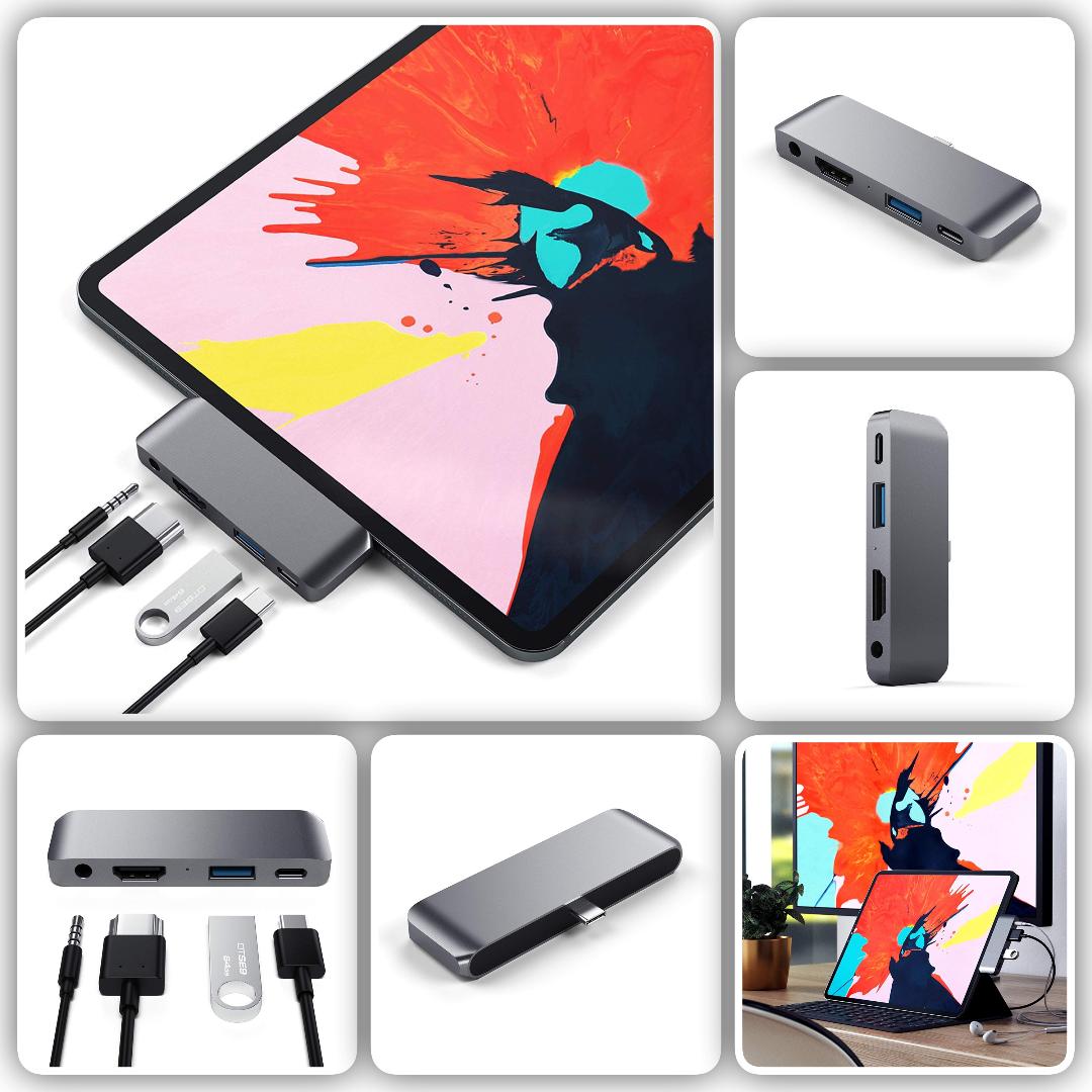 Adaptateur 5 en 1 iPAD PRO 2018 11 et 12.9 pouces Smart Pro Hub Universel Aluminium Apple
