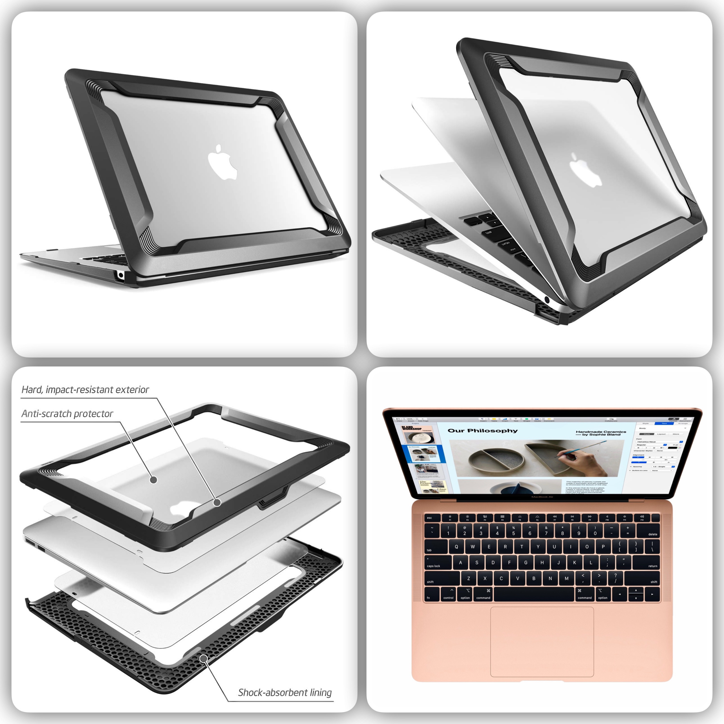 MacBook AIR Retina 13 pouces 2018 A1932 Coque de protection Blaze Noir