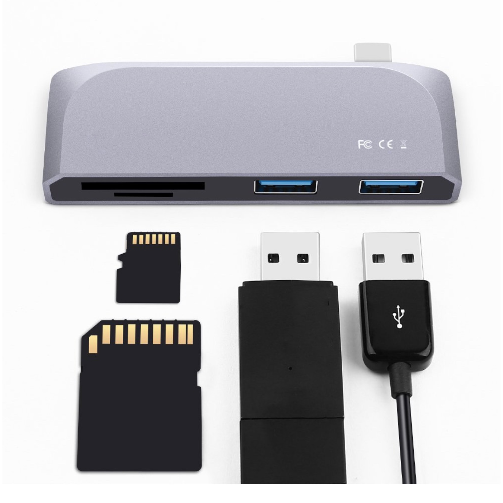  Adaptateur  4 en 1 USB  C  vers Carte SD  et Micro SD  et 2 x 