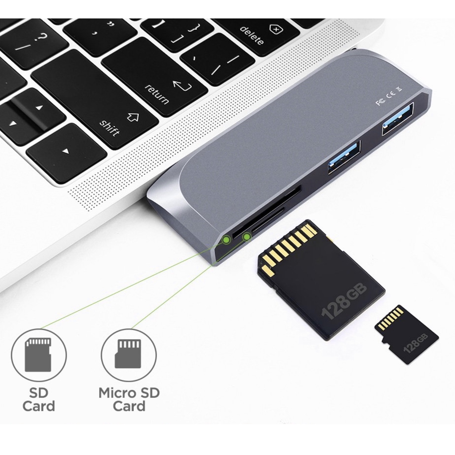  Adaptateur  4 en 1 USB C vers Carte SD  et Micro  SD  et 2 x 