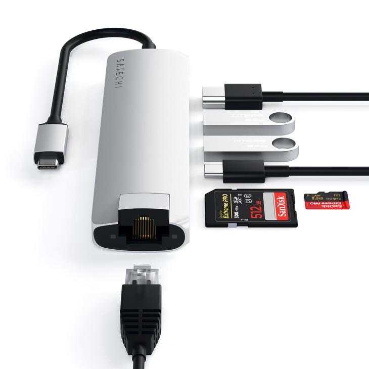 Adaptateur USB-C 7 en 1 HDMI Ethernet RJ45 Carte SD Micro SD 2 x USB-A et  PD - MICROSOFT/Charge - Synchronisation - Coques-renforcees