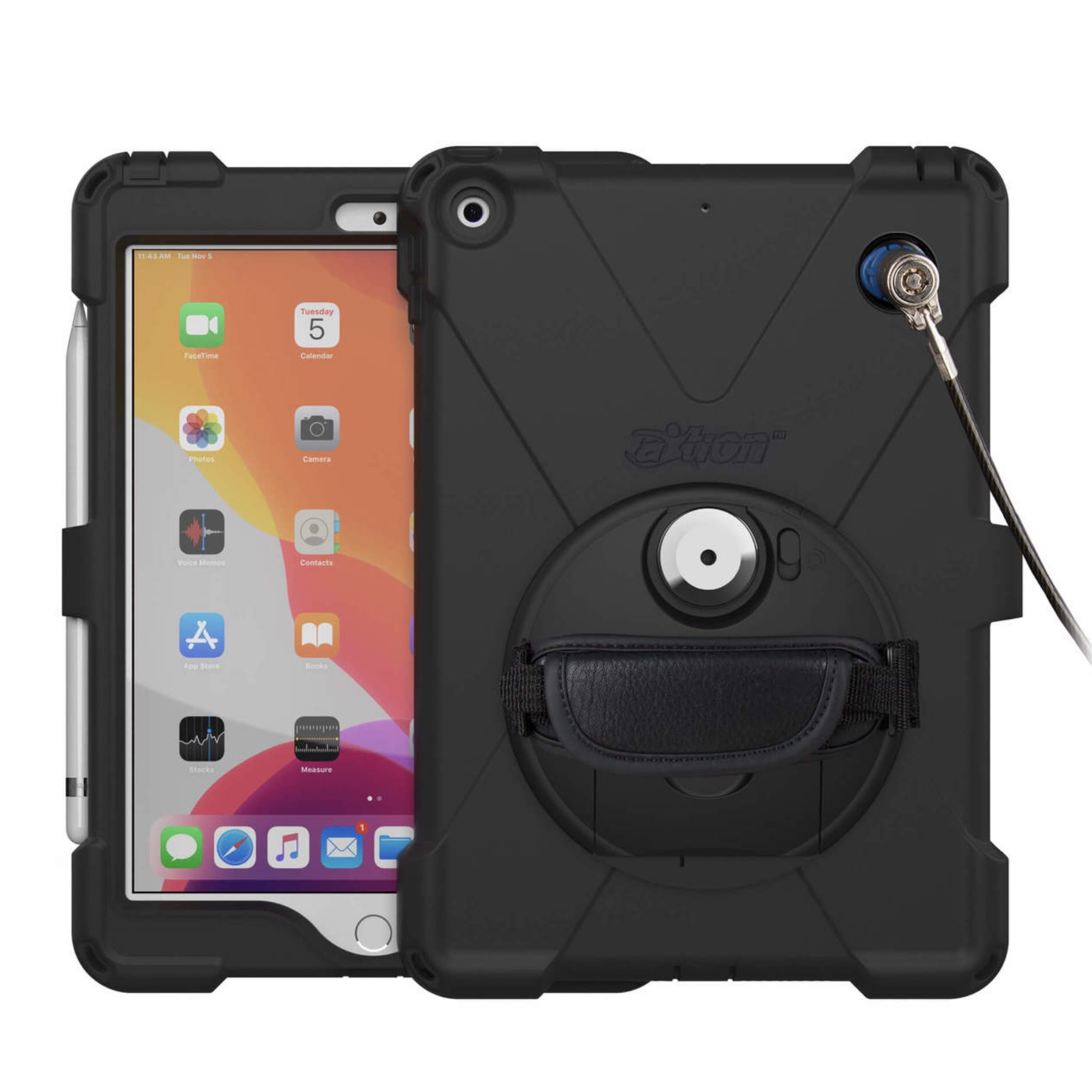 Pack Securite 4 en 1 Coque renforcee iPAD 10.2 pouces 7e Gen Sangle