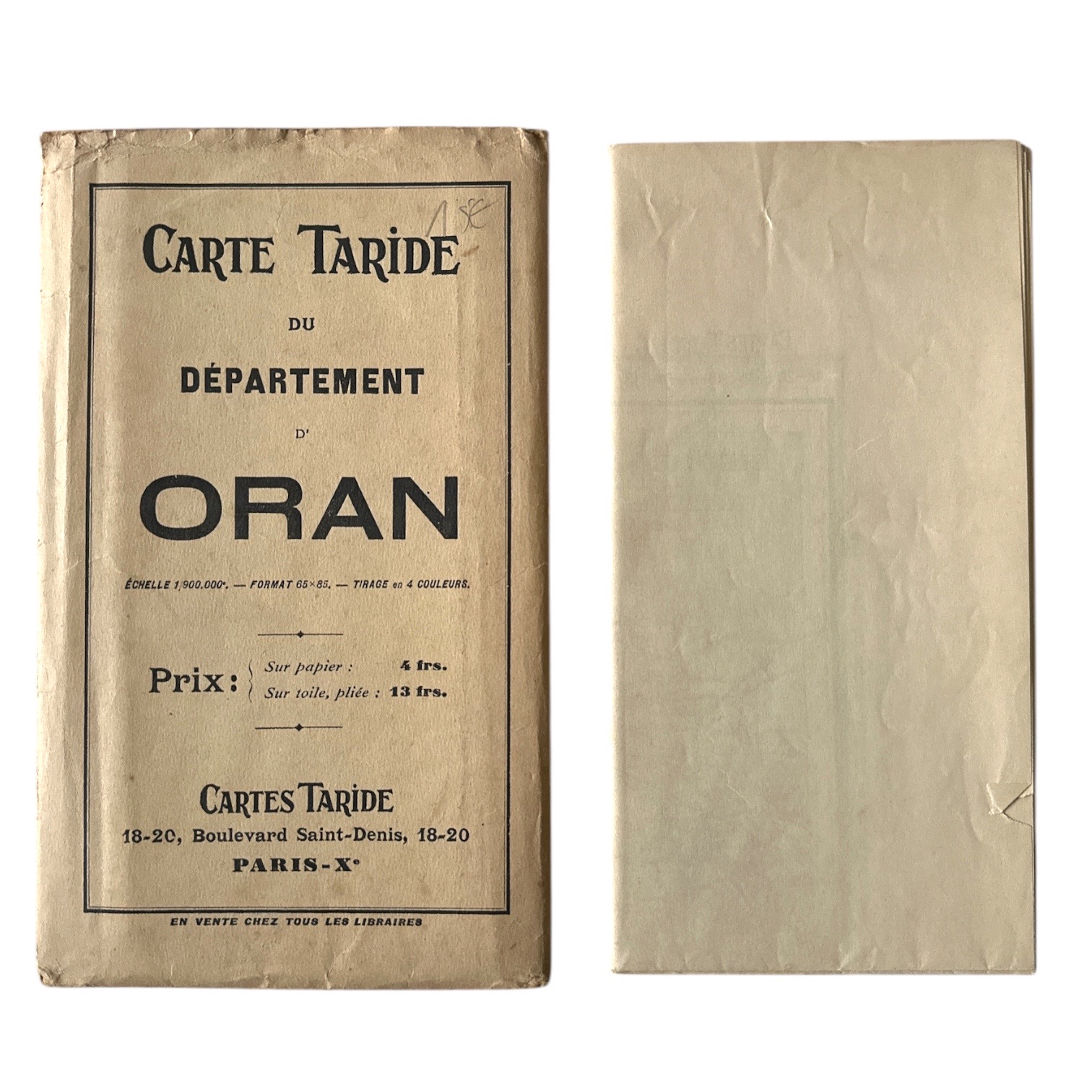 Carte Taride du Département dOran. La Route des Rois. Librairie. Voyage