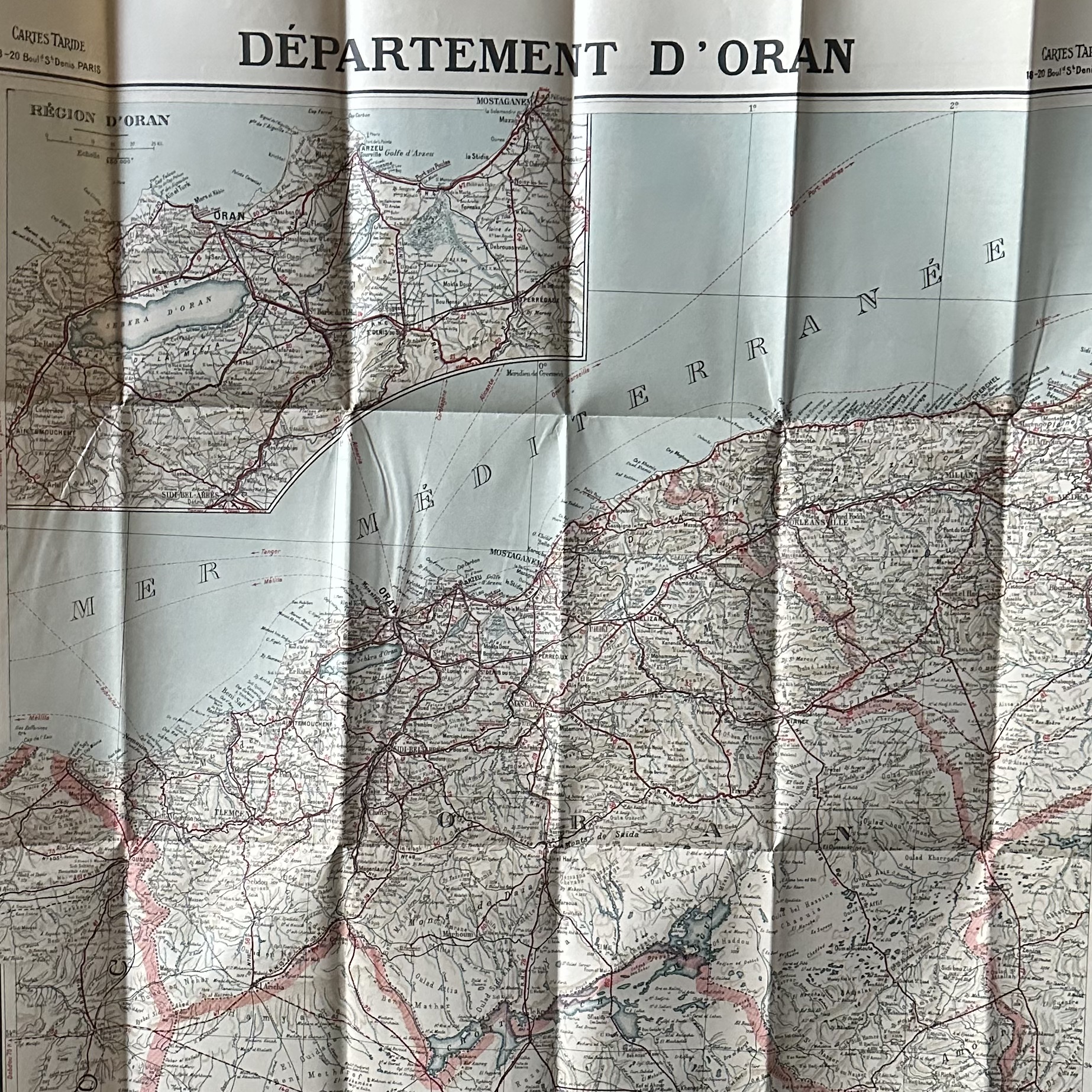 Carte Taride du Département dOran. La Route des Rois. Librairie. Voyage