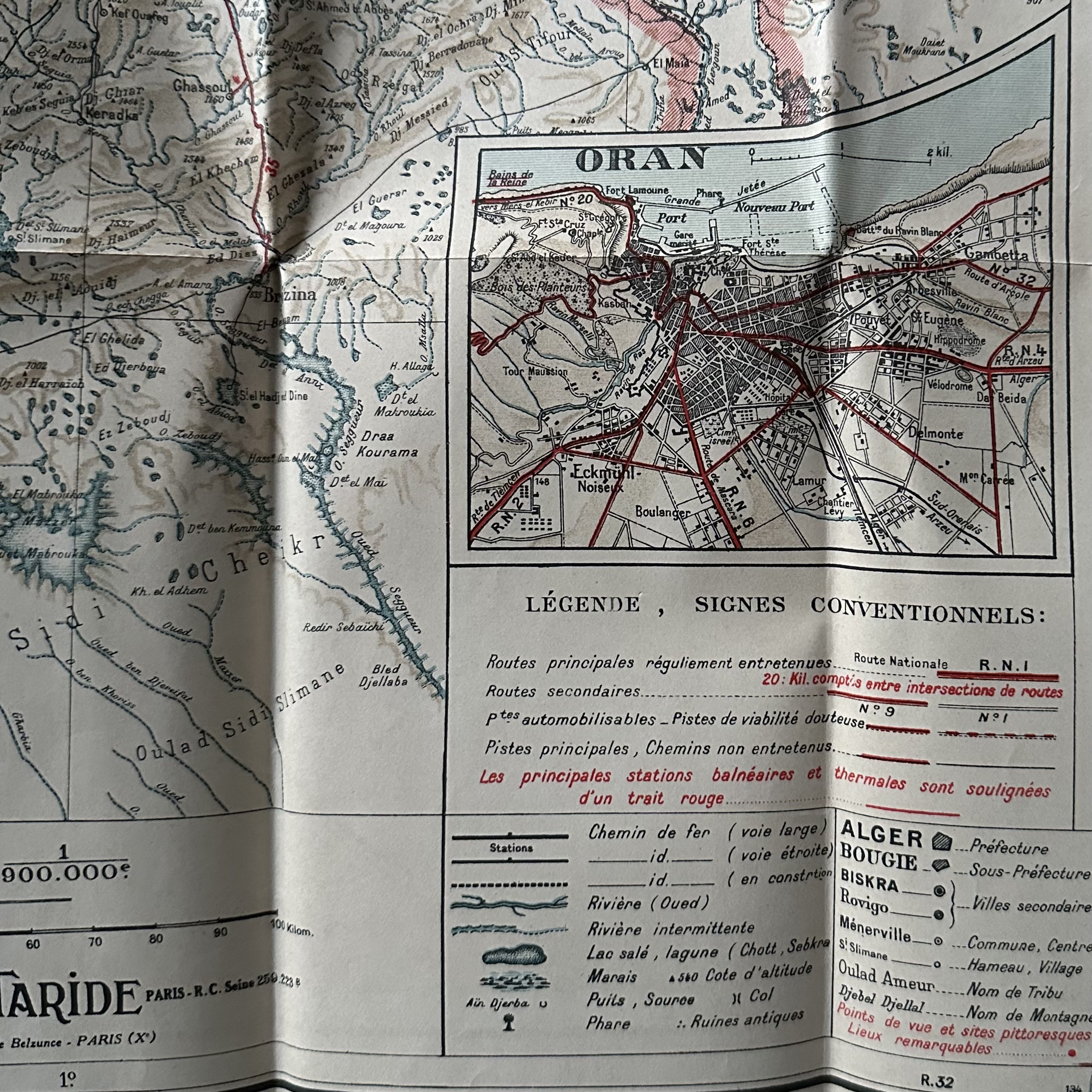 Carte Taride du Département dOran. La Route des Rois. Librairie. Voyage