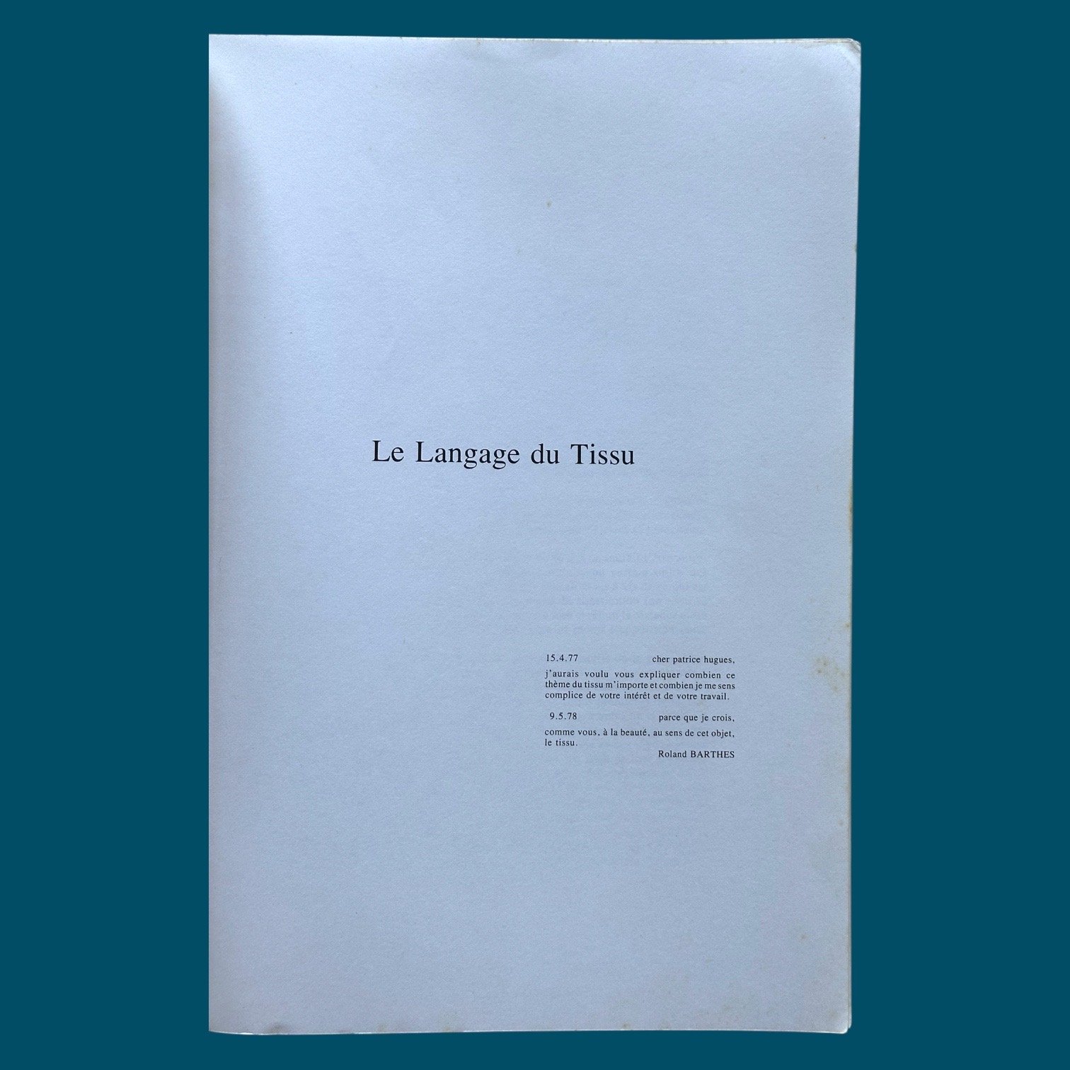 Le langage du Tissu (205x295mm)