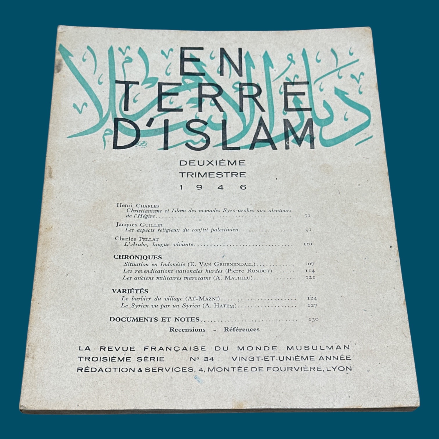 En Terre d\'Islam. N°34. Deuxième trimestre 1946 (180x225mm)