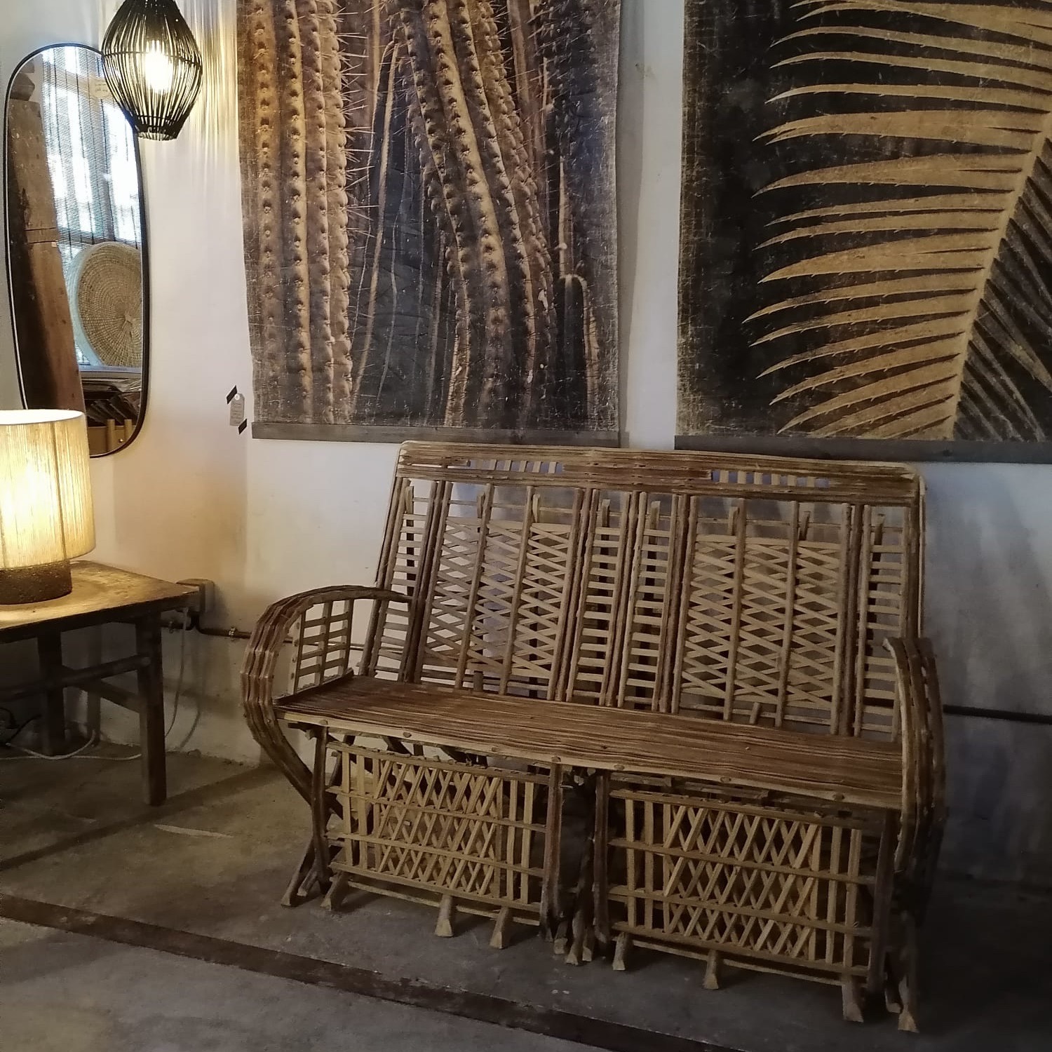 Meuble Artisanal en Bois de Palmier Dattier-banquette Thiqa-Ehypte. MobPBT. La Route des Rois. Lifestyle. Mobilier artisanal