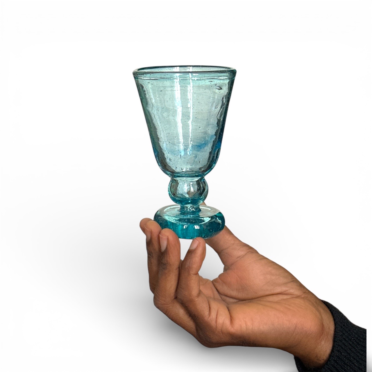 Verre à pied Jafar bleu menthe Egypte. VerJa6. La Route des Rois. Lifestyle. Verre soufflé Egypte