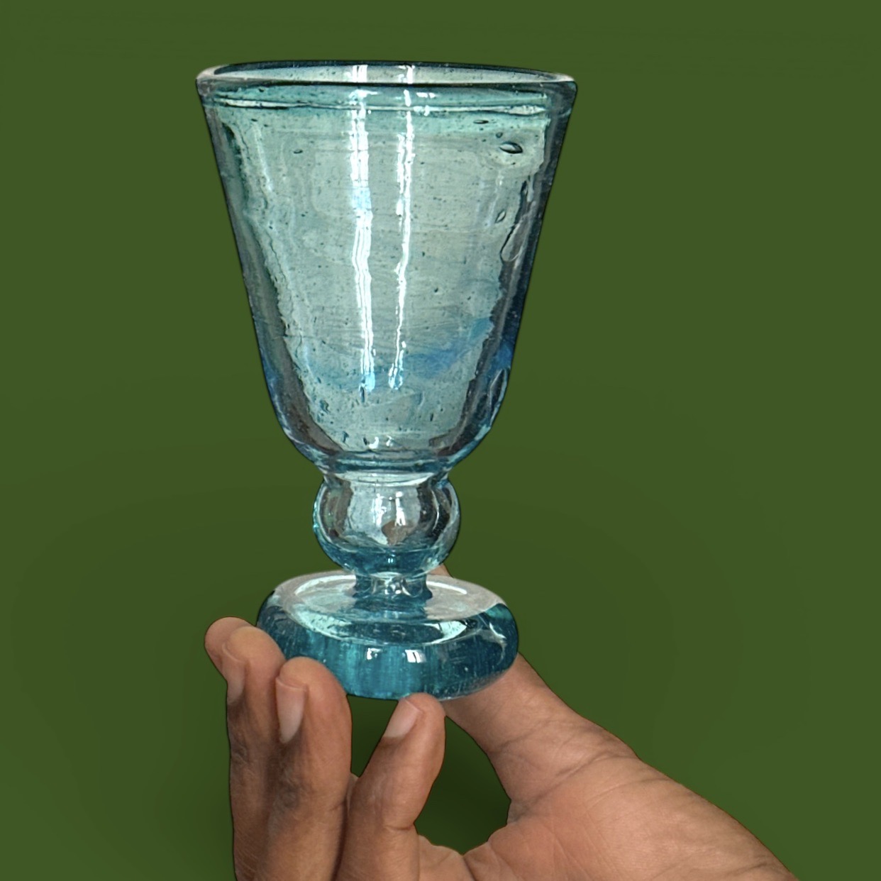 Verre à pied Jafar bleu menthe Egypte (7x15cm)