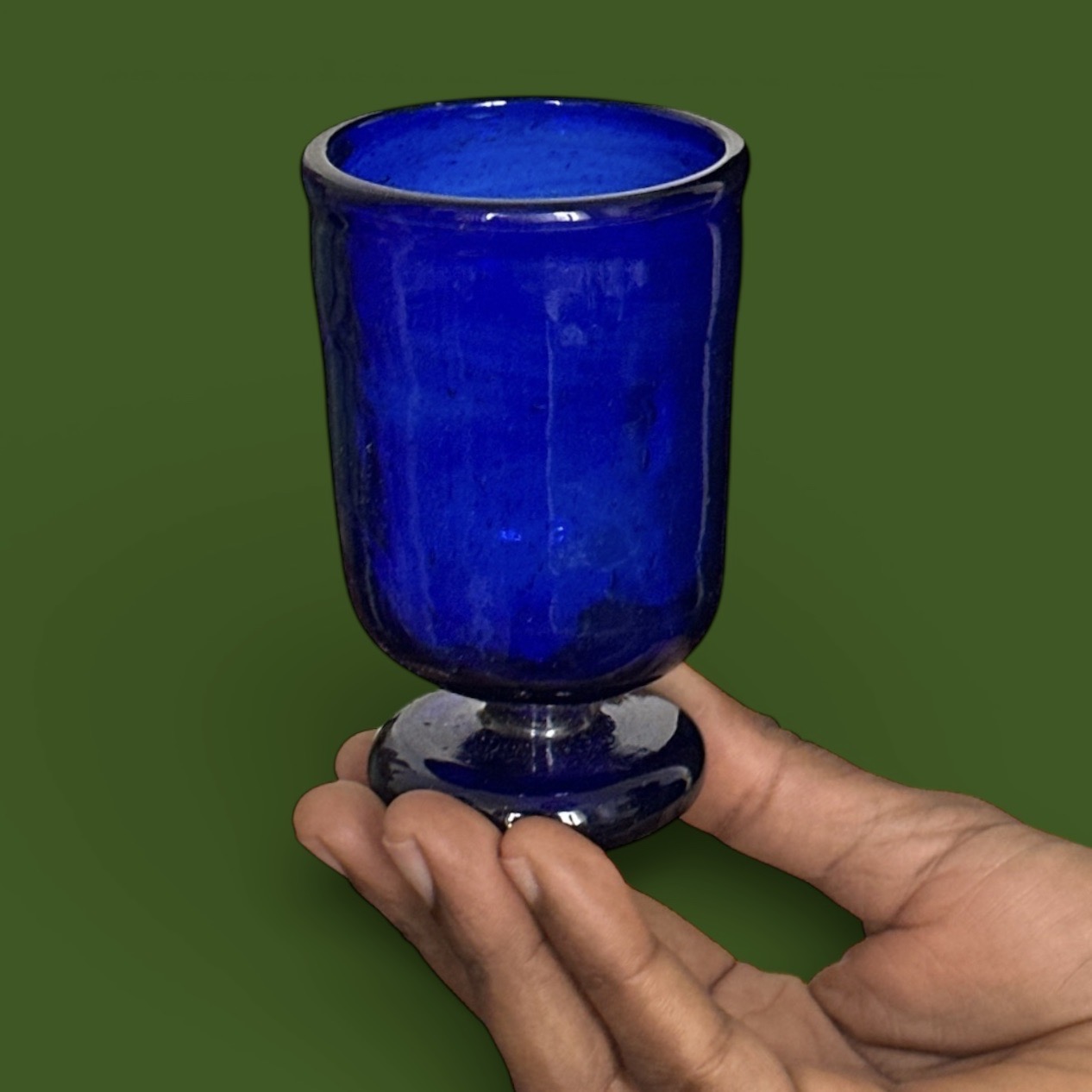 Verre Shérazade bleu Egypte (12x7cm)