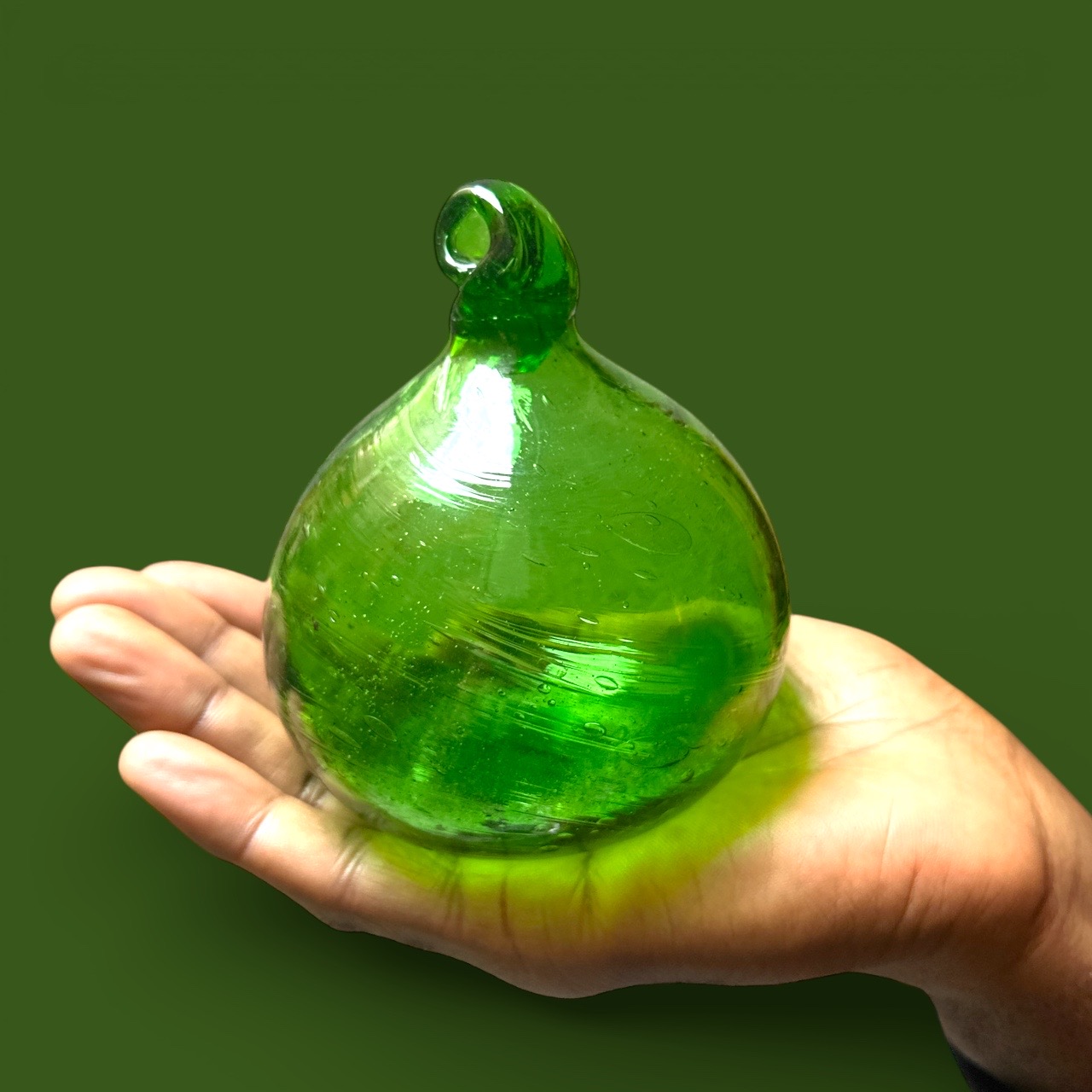Boule de verre verte. Aurora Egypte. Medium (10x12cm)