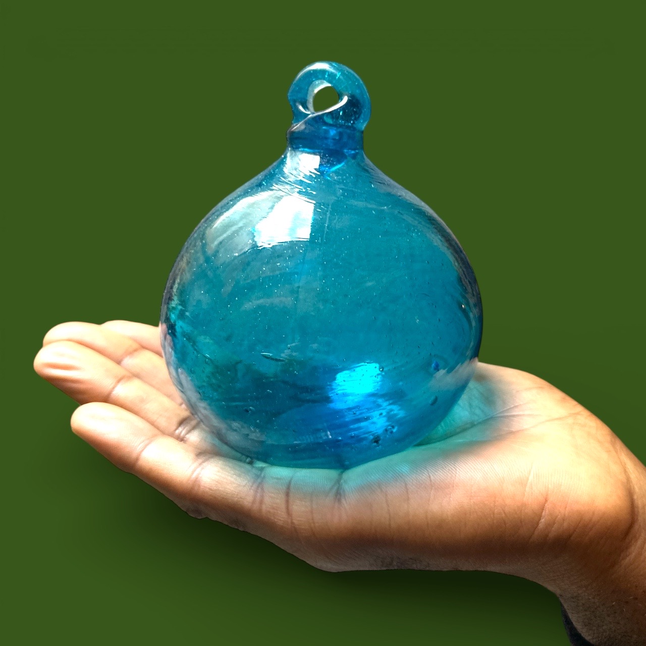 Boule de verre turquoise. Aurora Egypte. Medium (10x12cm)