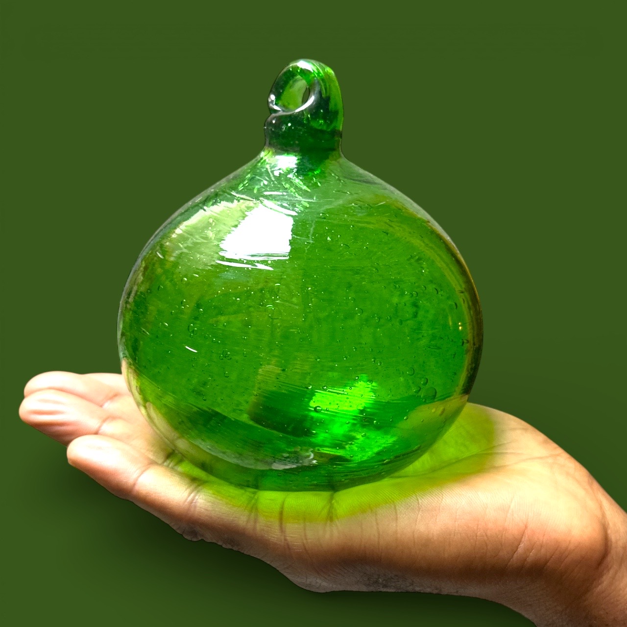 Boule de verre verte. Aurora Egypte. Medium Large (13x15cm)