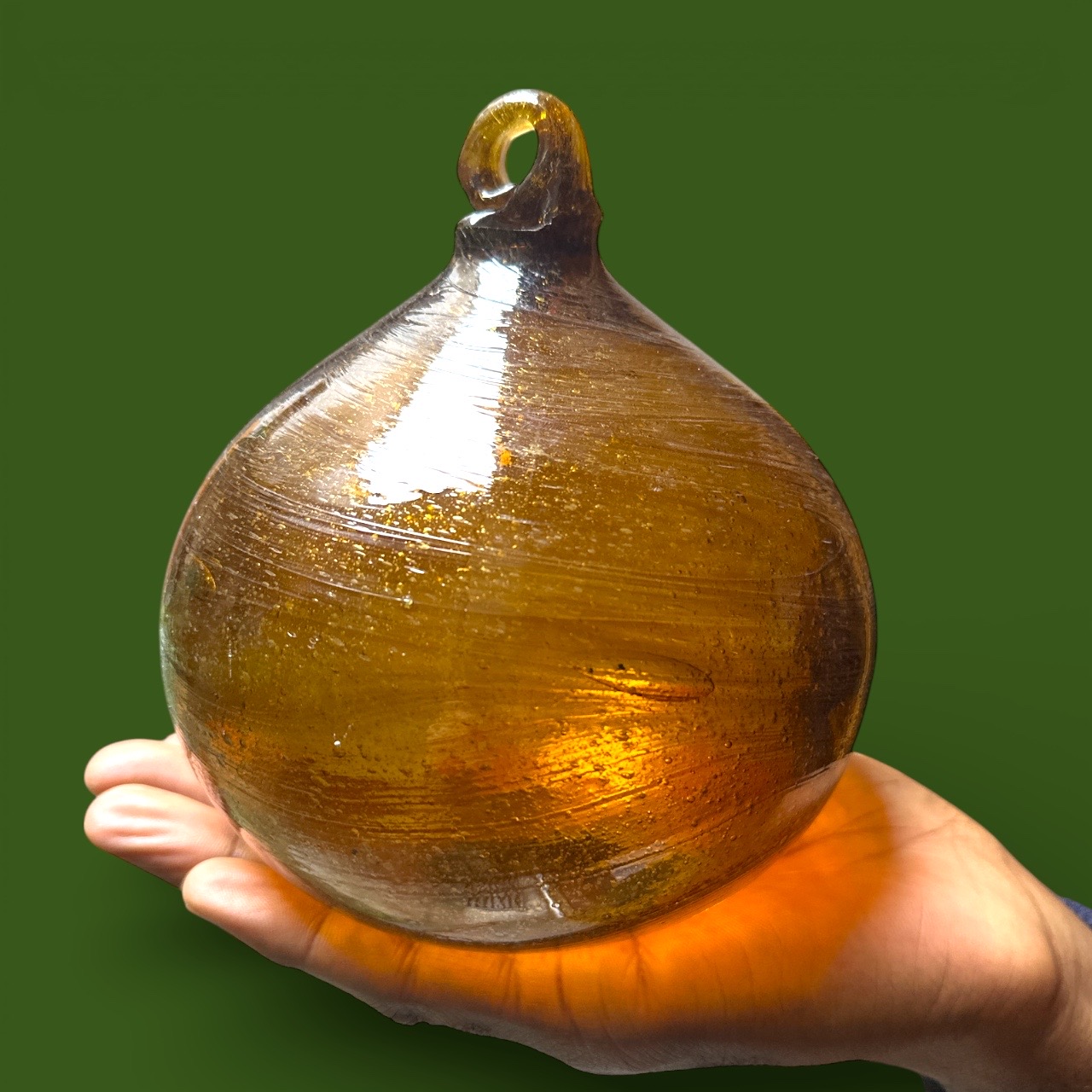 Boule de verre ambre. Aurora Egypte. Large (14x16cm)
