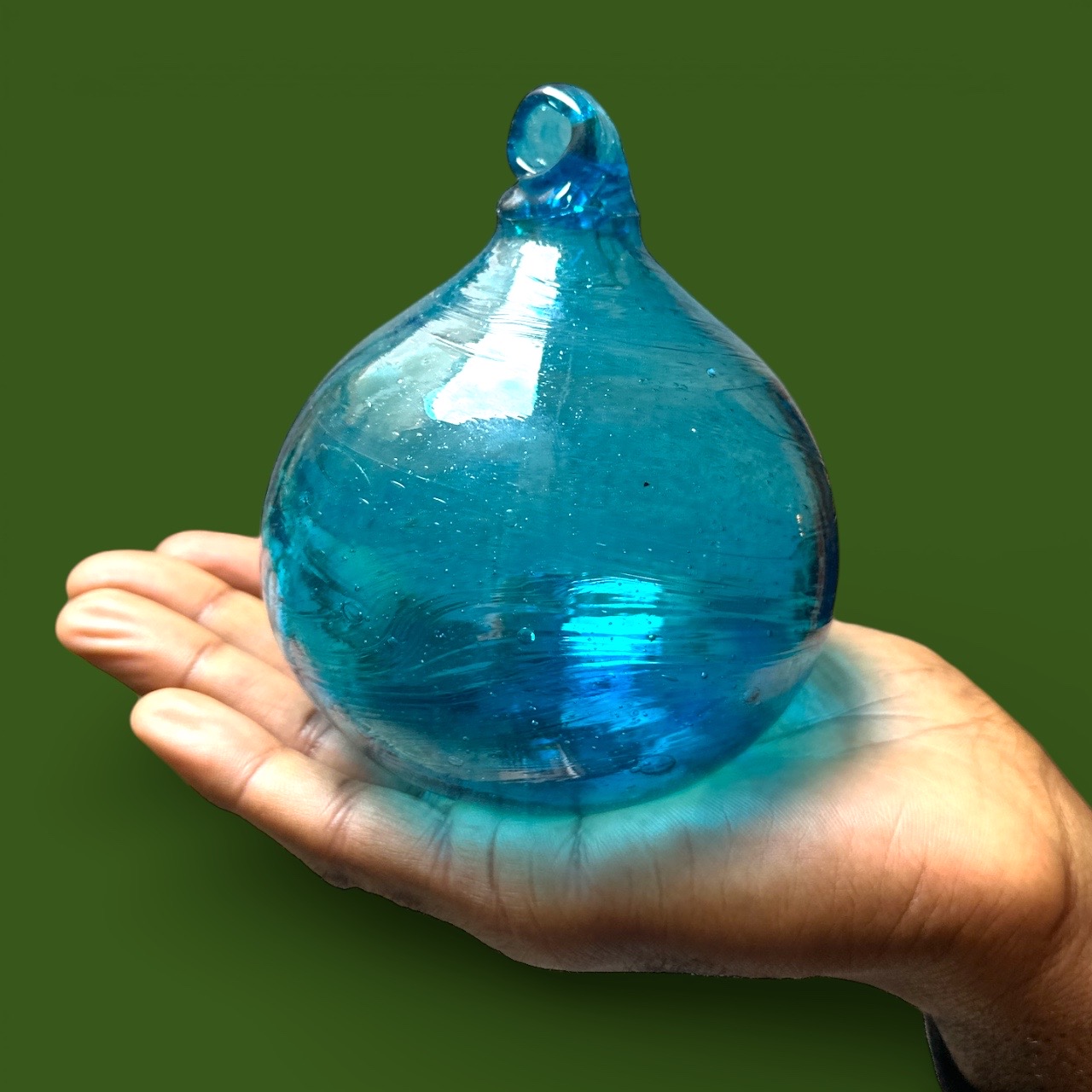 Boule de verre turquoise. Aurora Egypte. Medium Large (13x15cm)