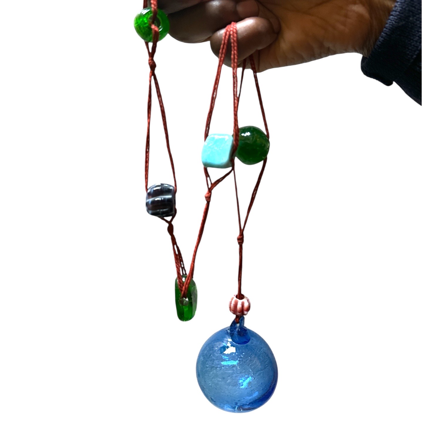 Guirlande Verre Soufflé bleu orage Bulle Ornement. VerGuiB9. Lifestyle. Pâte de Verre Décorative