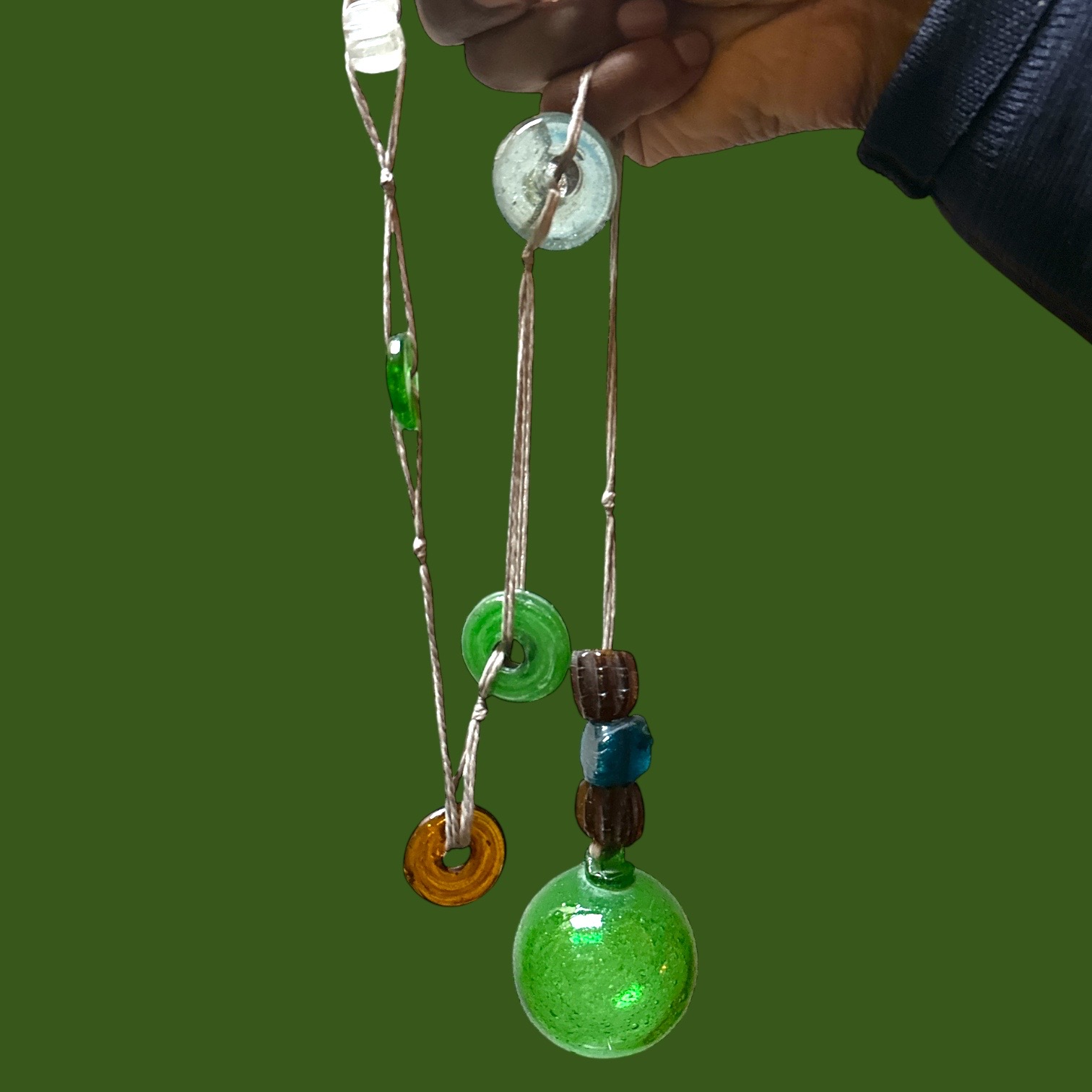 Guirlande Verre Soufflé verte. Bulle Ornement (6x84cm)