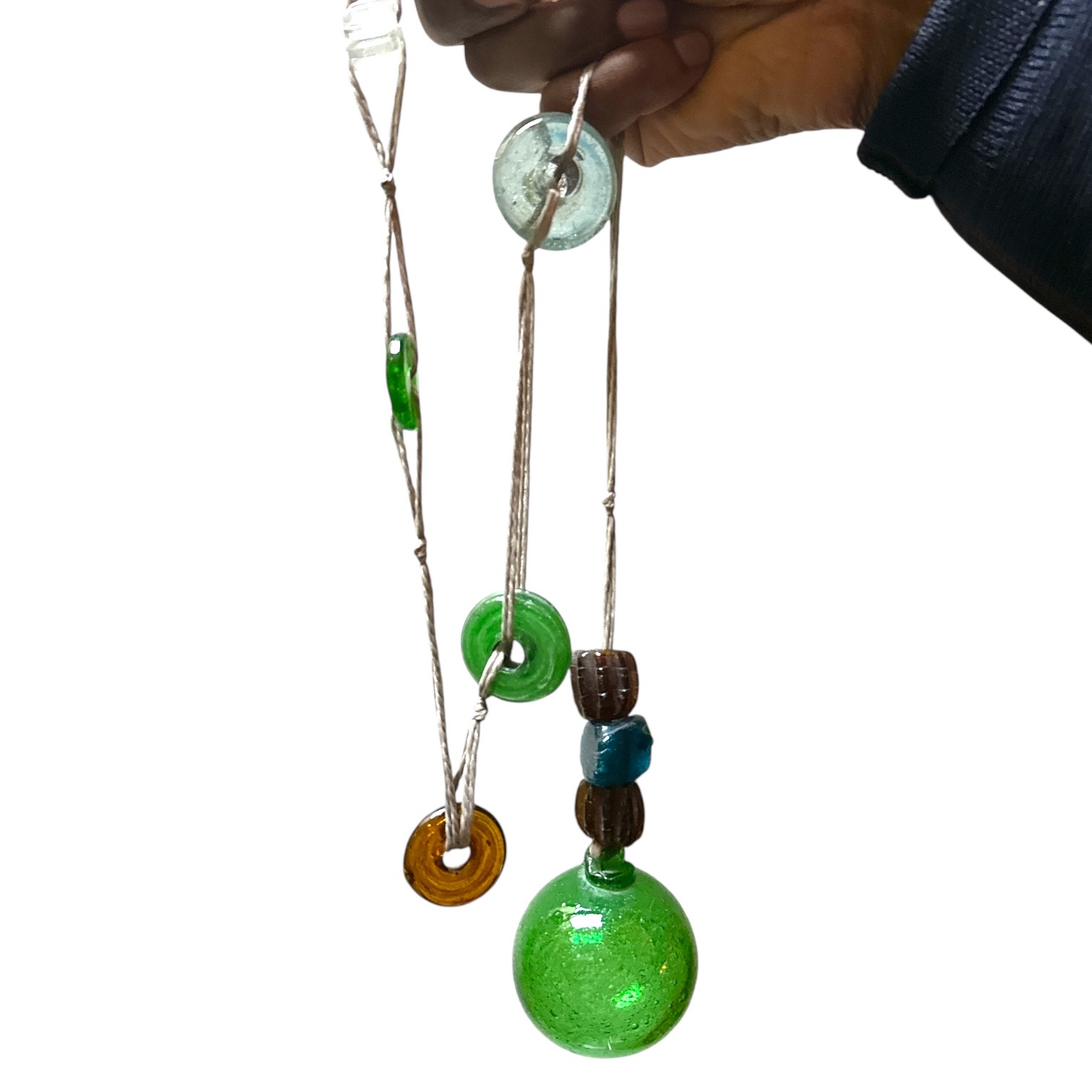 Guirlande Verre Soufflé verte. Bulle Ornement. VerGuiB10. Lifestyle. Pâte de Verre Décorative