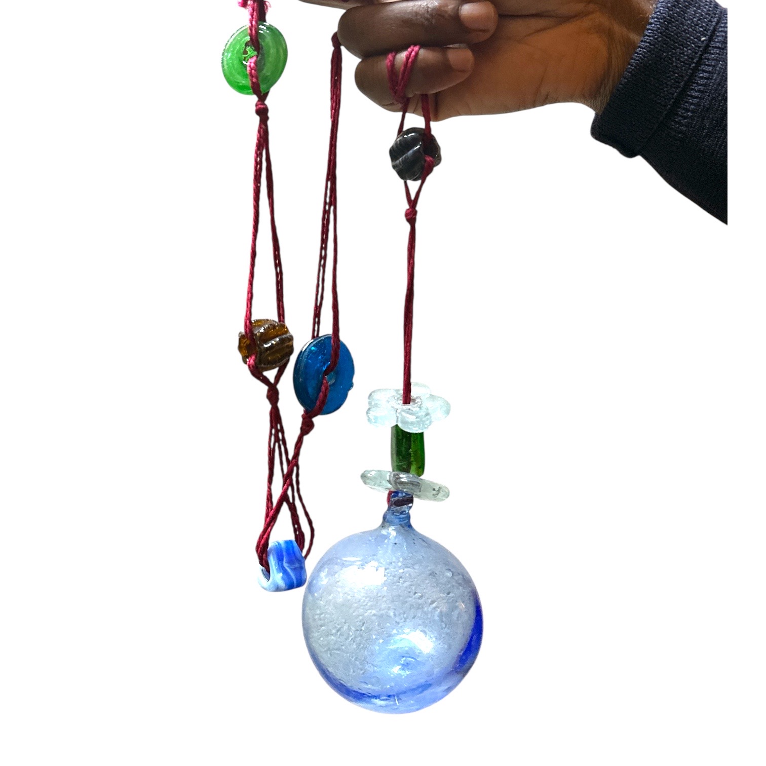 Guirlande Verre Soufflé bleu orage. Bulle Ornement. VerGuiB7. Lifestyle. Pâte de Verre Décorative