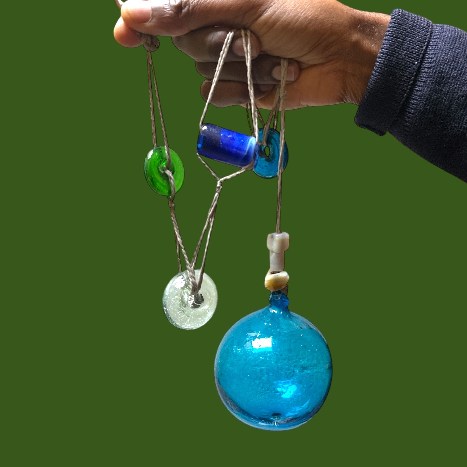 Guirlande Verre Soufflé turquoise. Bulle Ornement (8x77cm)