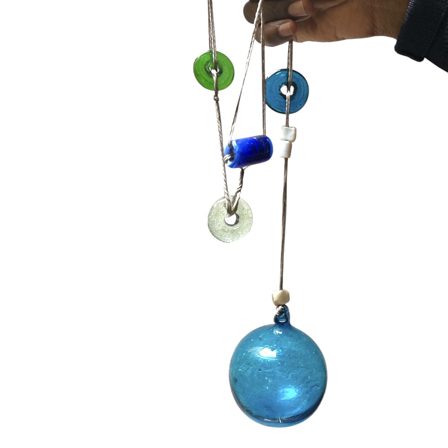 Guirlande Verre Soufflé turquoise. Bulle Ornement. VerGuiB6. Lifestyle. Pâte de Verre Décorative