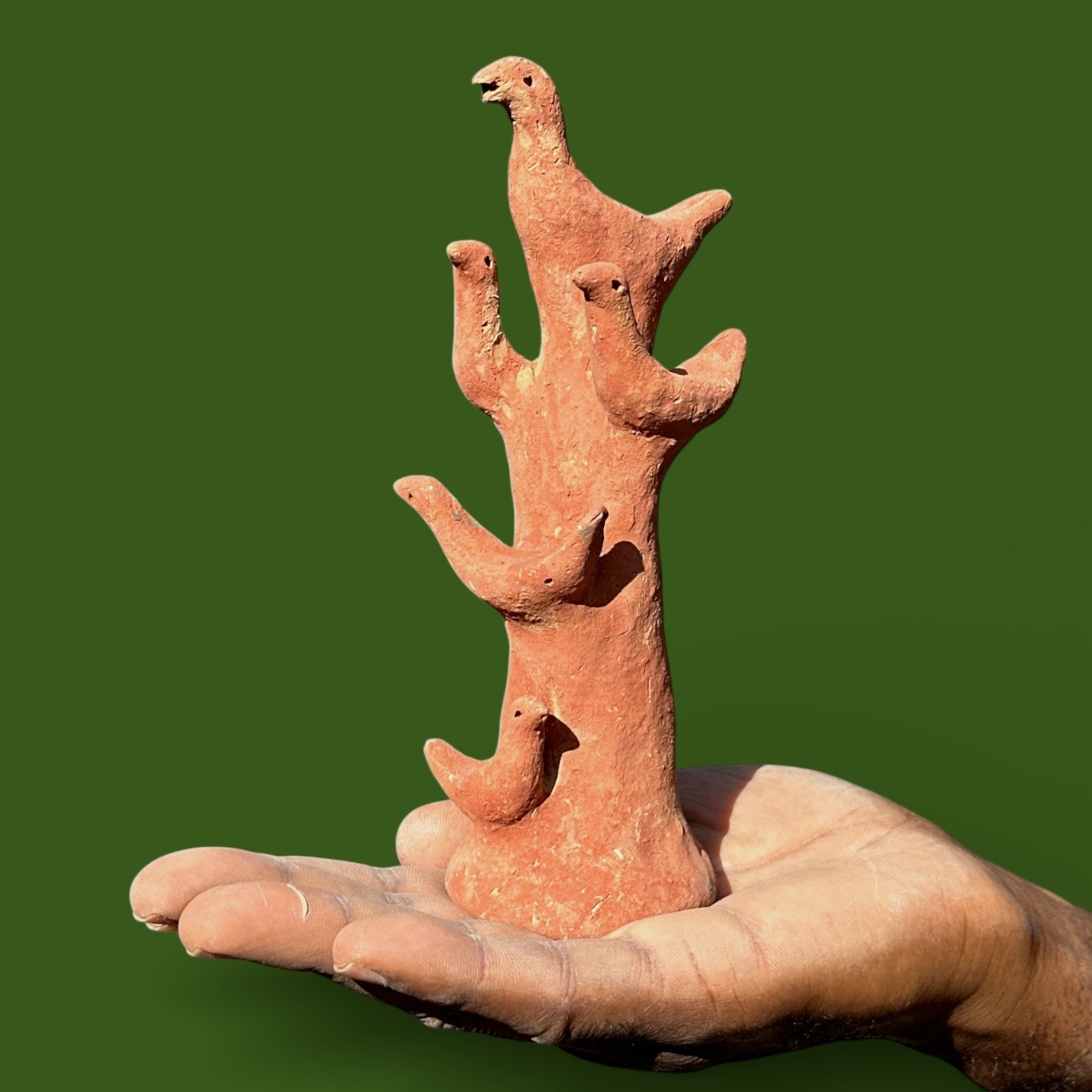 Figurine en terre cuite Fayoum - Oiseaux (7x20cm)
