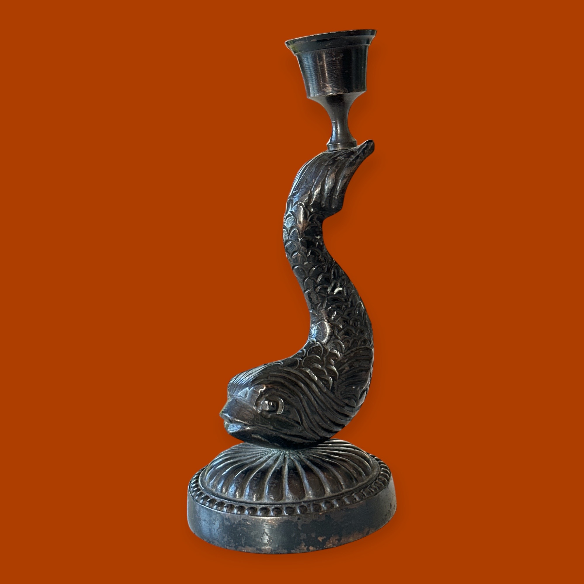 Bougeoir Carpe Koi. Bro1Deco4. La Route des Rois. Brocante