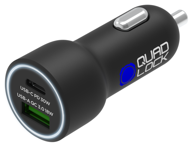CHARGEUR ALLUME CIGARE DOUBLE USB C+A QUAD LOCK