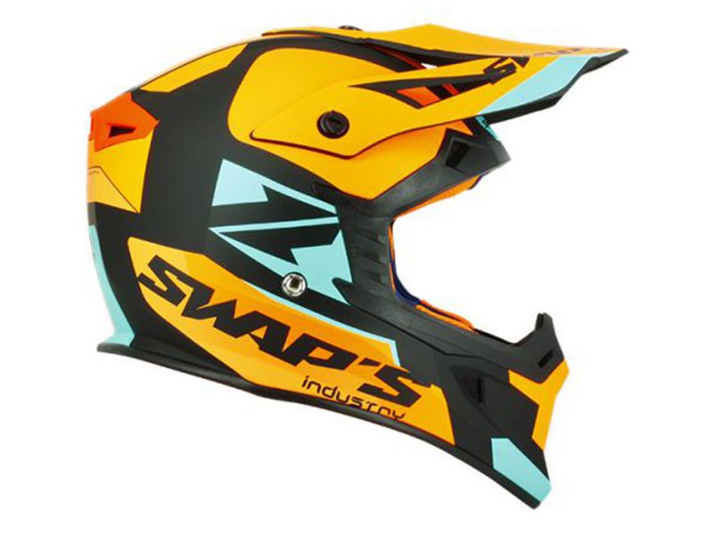 CASQUE SWAP\'S BLUR S818 ORANGE & BLEU TURQUOISE