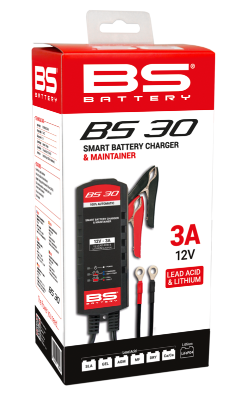 CHARGEUR DE BATTERIE ACIDE & LITHIUM BS BATTERY BS30 - 12V 3A