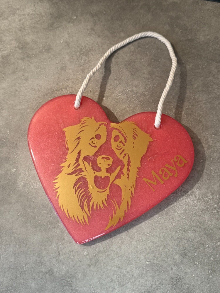 Plaque chien coeur