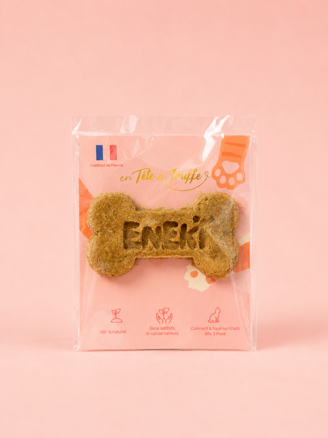Biscuits personnalisés avec logo pour chat et packaging En Tête à Truffe