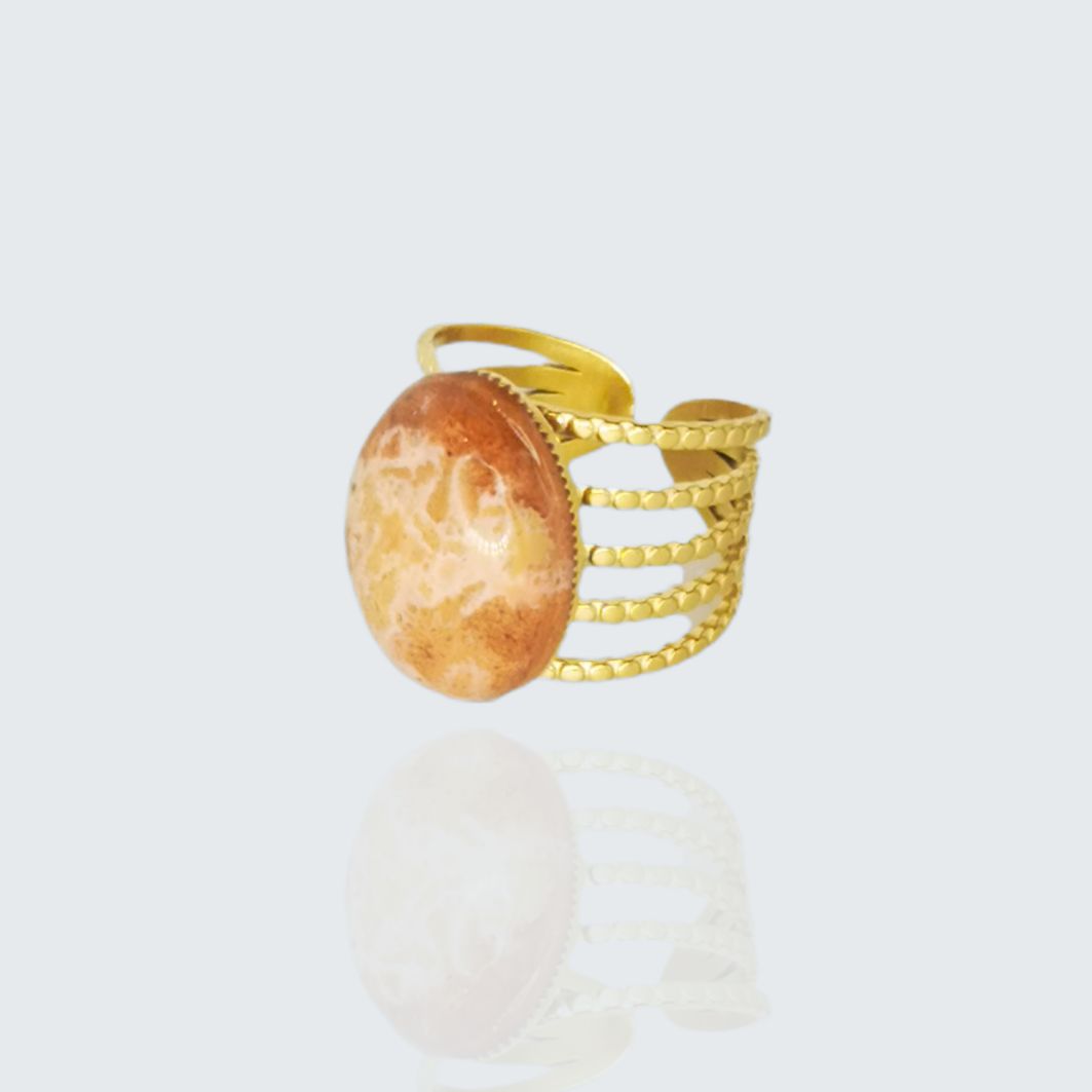Bague orange en béton et acier inoxydable