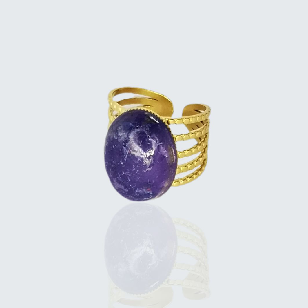 bague violette cala Rossa en bétpn et acier inoxydable