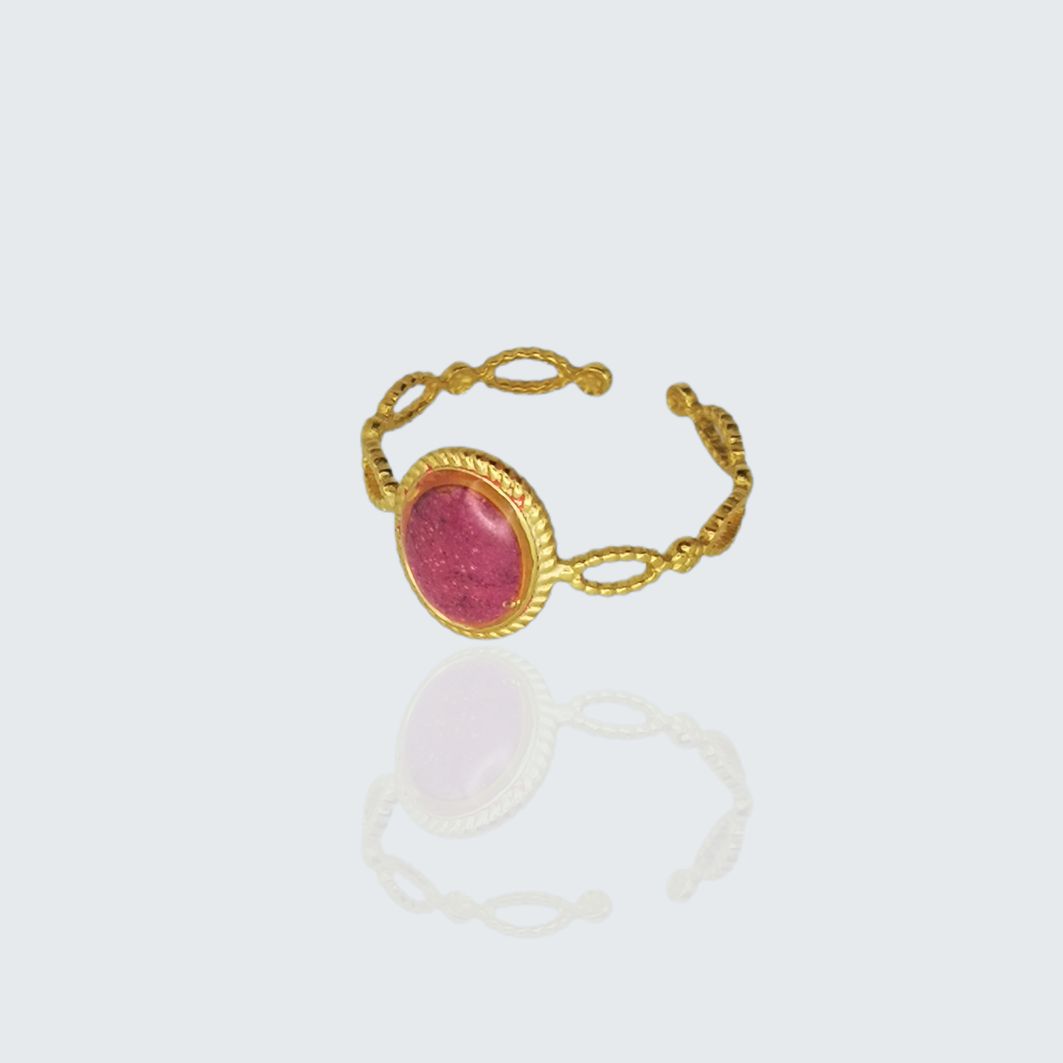 bague Line béton rose et corps debague en acier inoxydable ajustable marque Cala Rossa