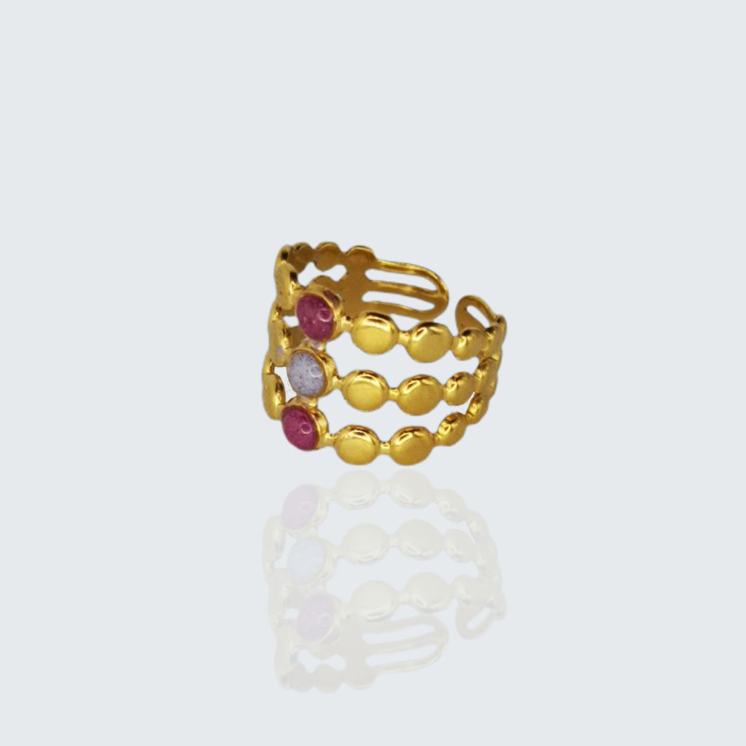 Bague Carole béton rose et bleu et acier inoxydable marque Cala Rossa