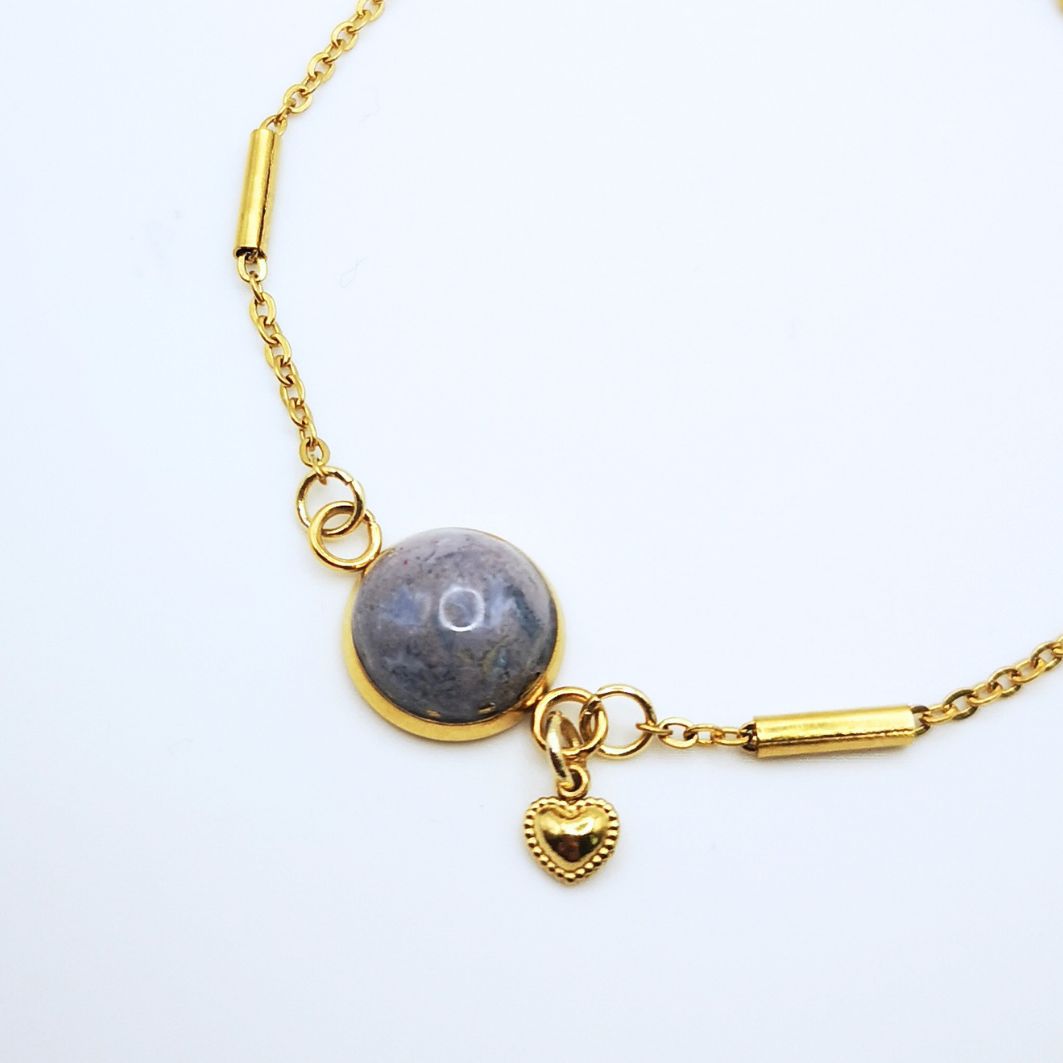 bracelet coeur et pierre en béton bleu ciel