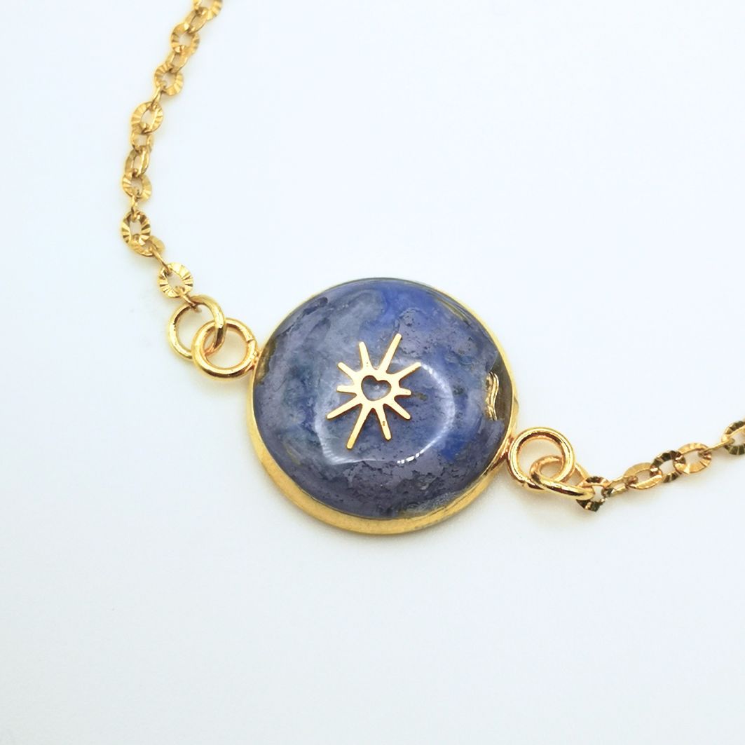 bracelet coeur ethnique bleu ciel avec chaînette dextension