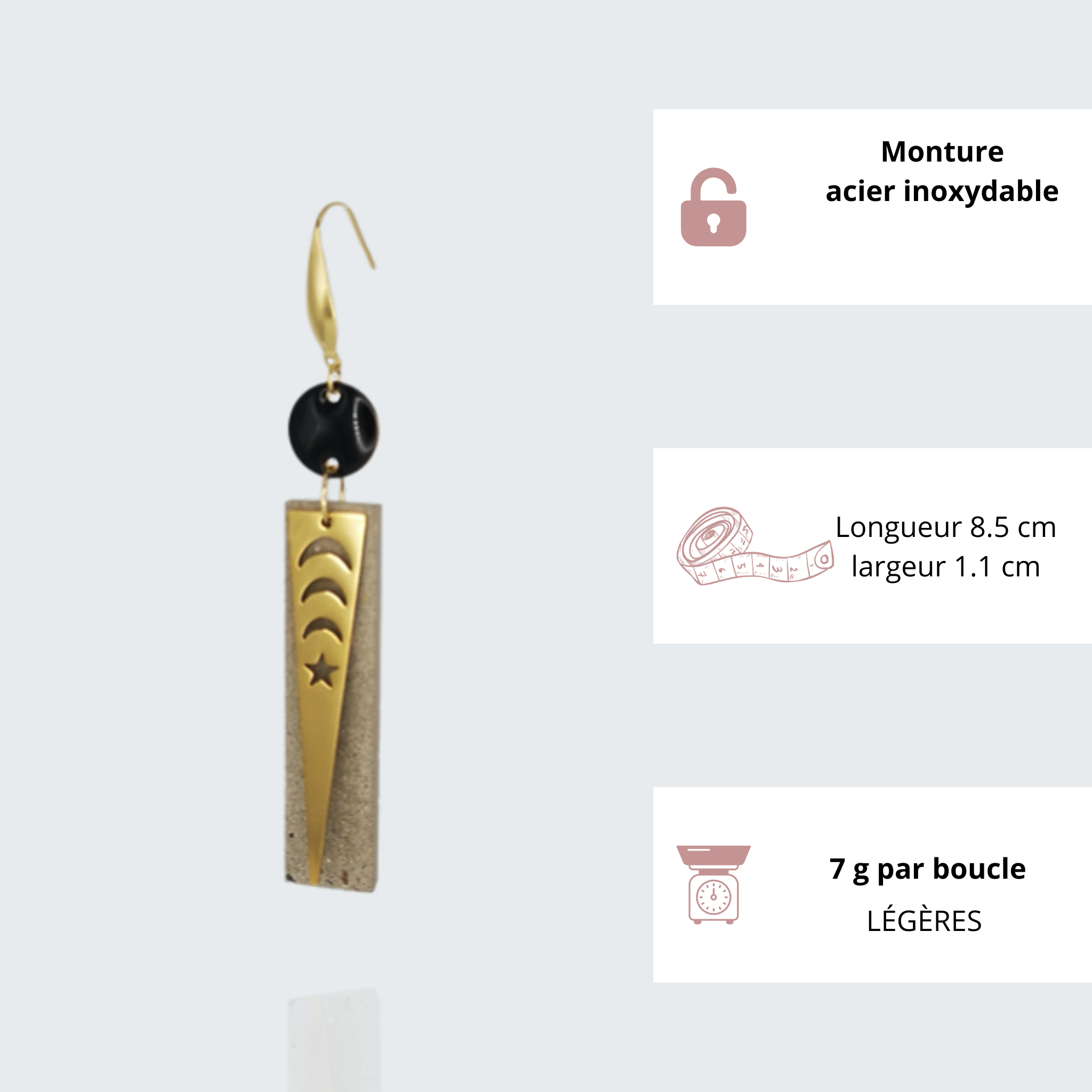 Boucles doreilles Céleste caractéristiques