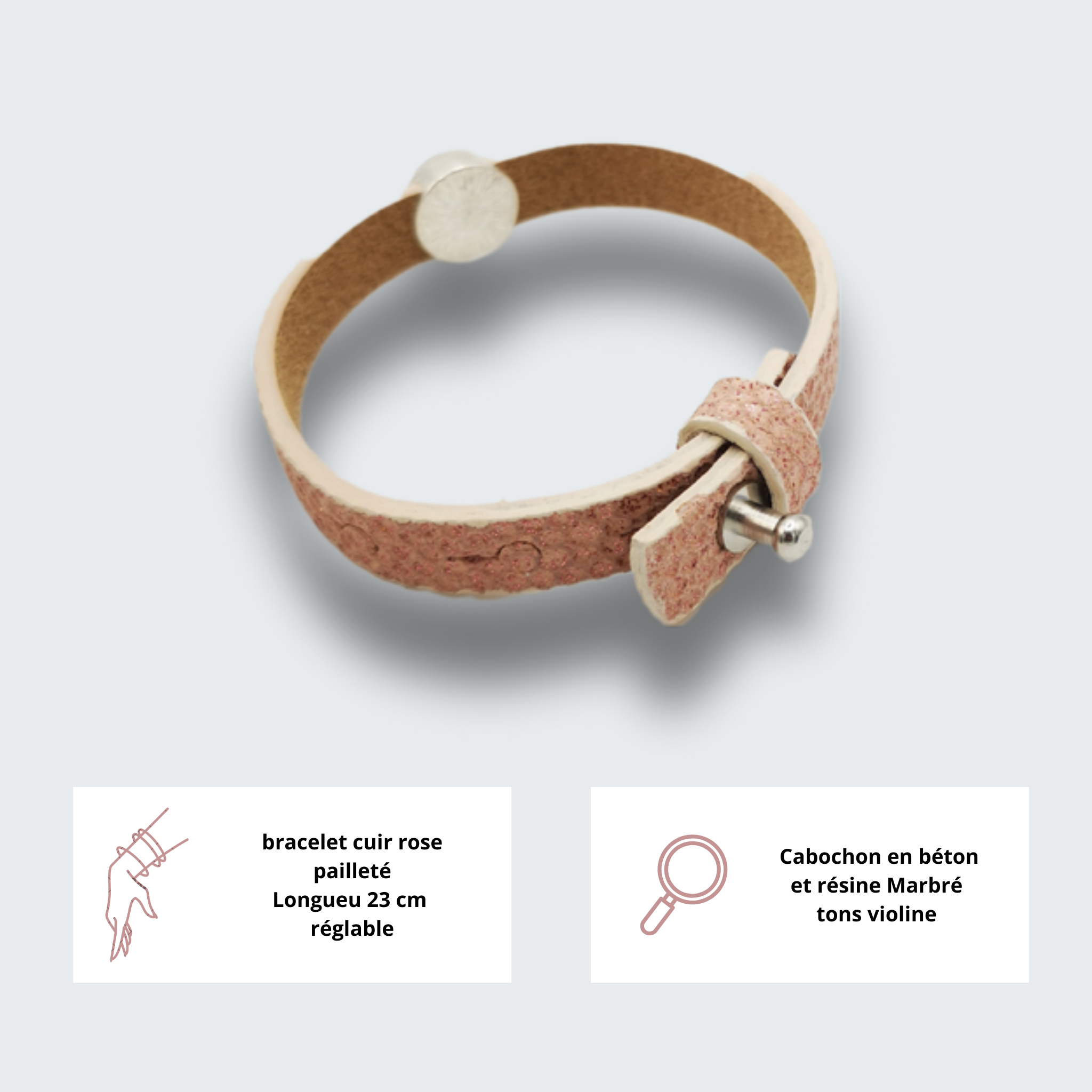 bracelet cuir rose caractéristiques